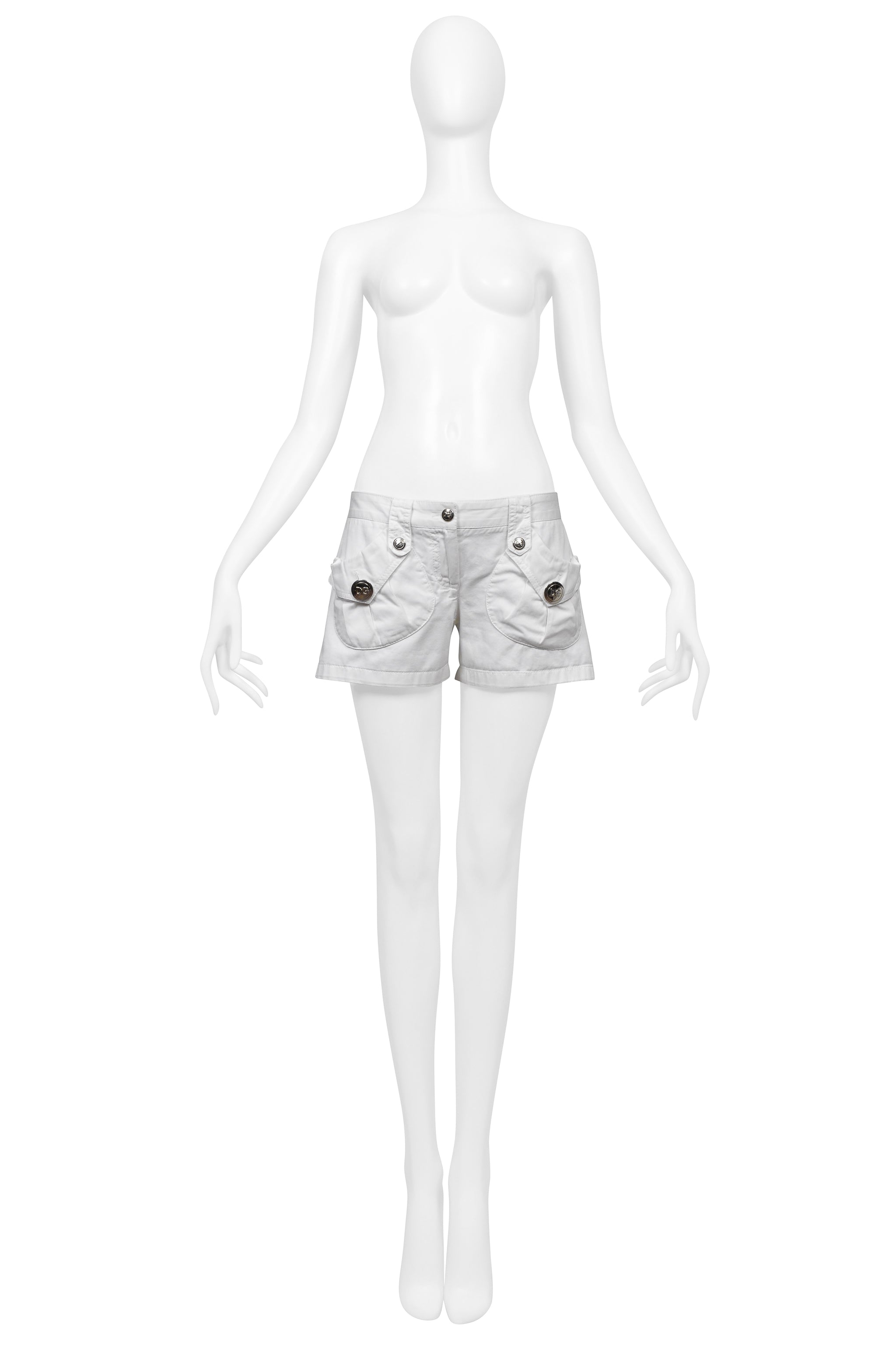 DOLCE & GABBANA WHITE COTTON SUPER MINI SHORTS 2003