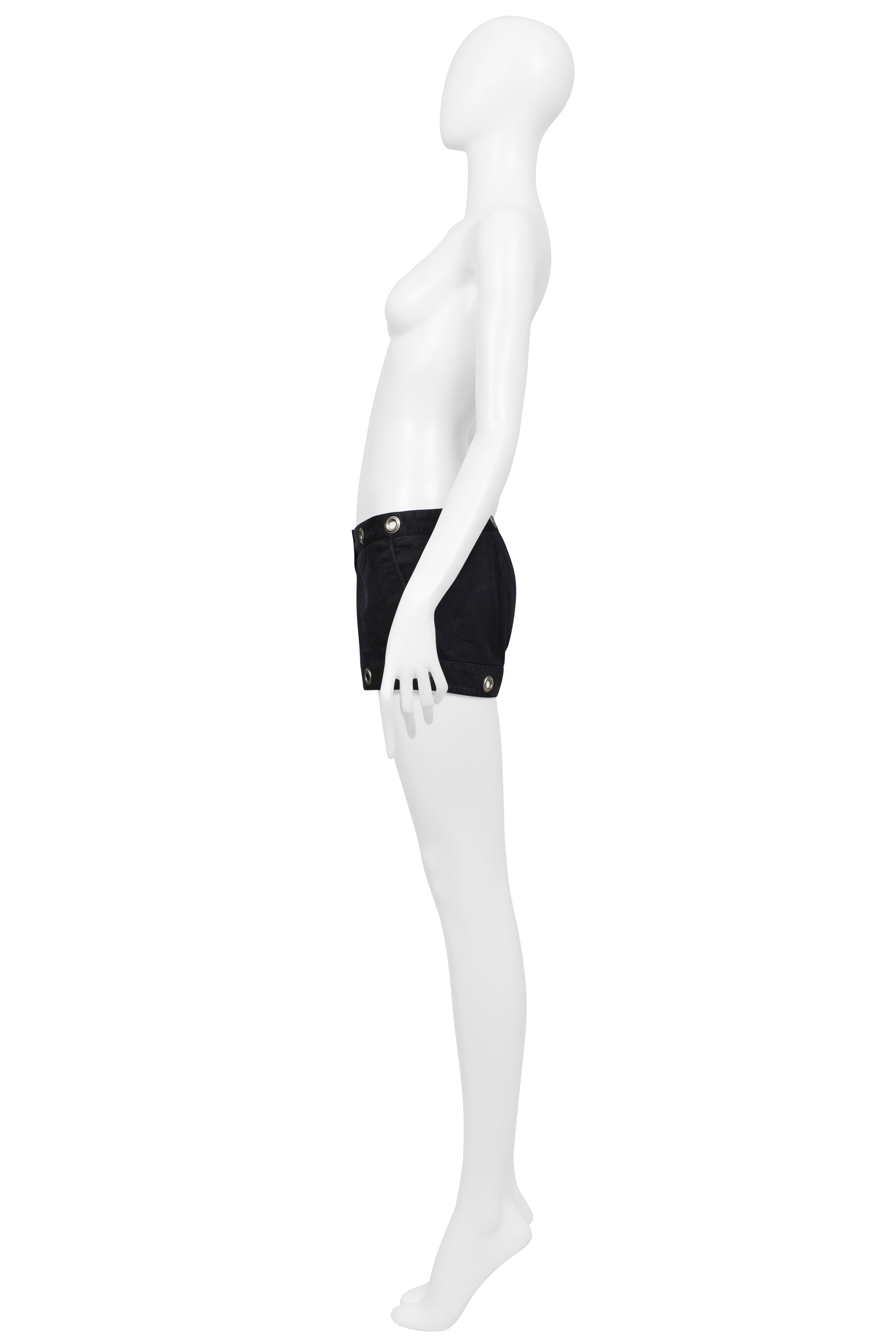 DOLCE & GABBANA BLACK COTTON SUPER MINI SHORTS WITH GROMMETS 2005