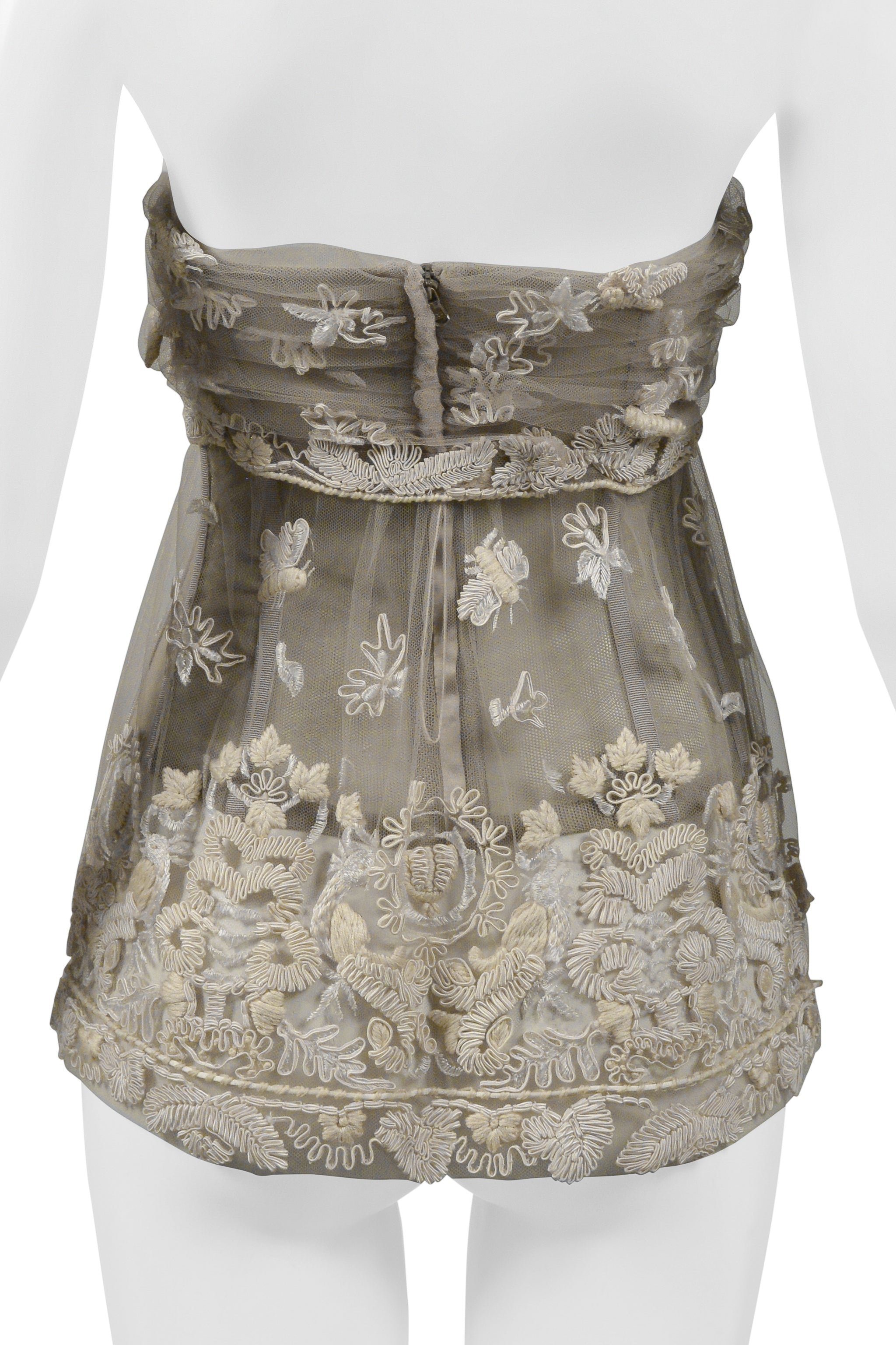 DOLCE & GABBANA OFF-WHITE LACE BUSTIER WITH EMBROIDERY SIDE 2006