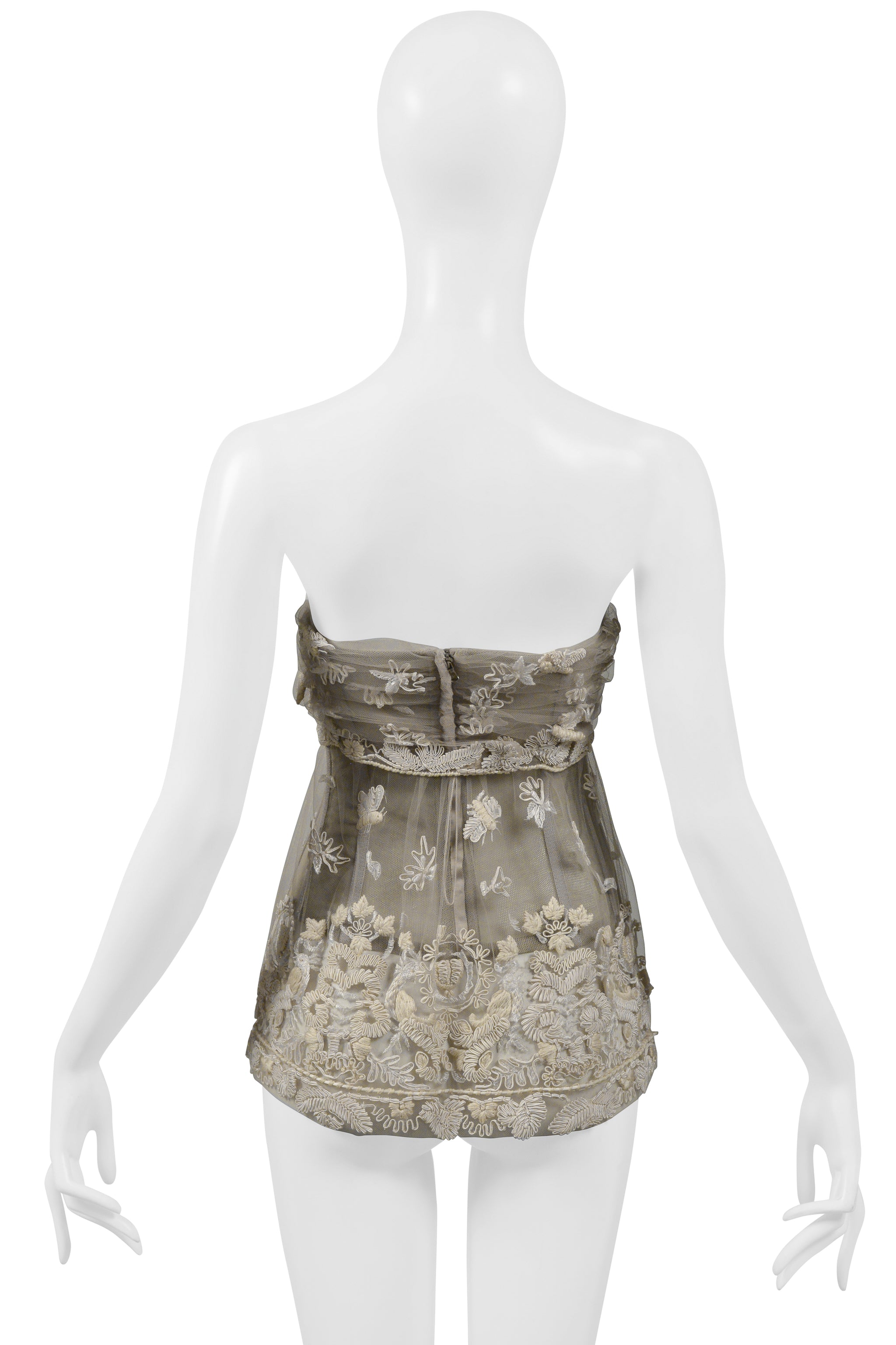 DOLCE & GABBANA OFF-WHITE LACE BUSTIER WITH EMBROIDERY SIDE 2006