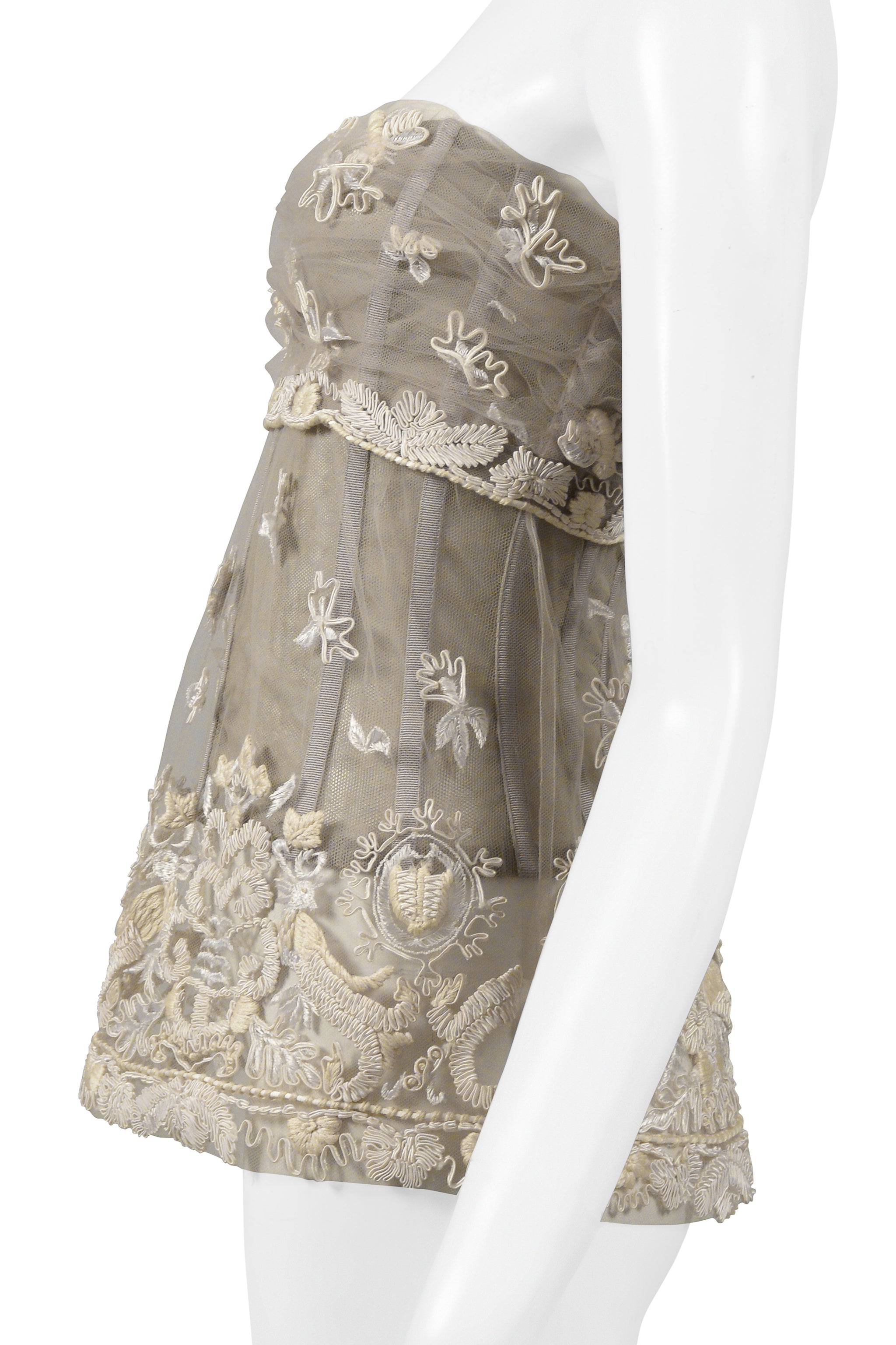 DOLCE & GABBANA OFF-WHITE LACE BUSTIER WITH EMBROIDERY SIDE 2006