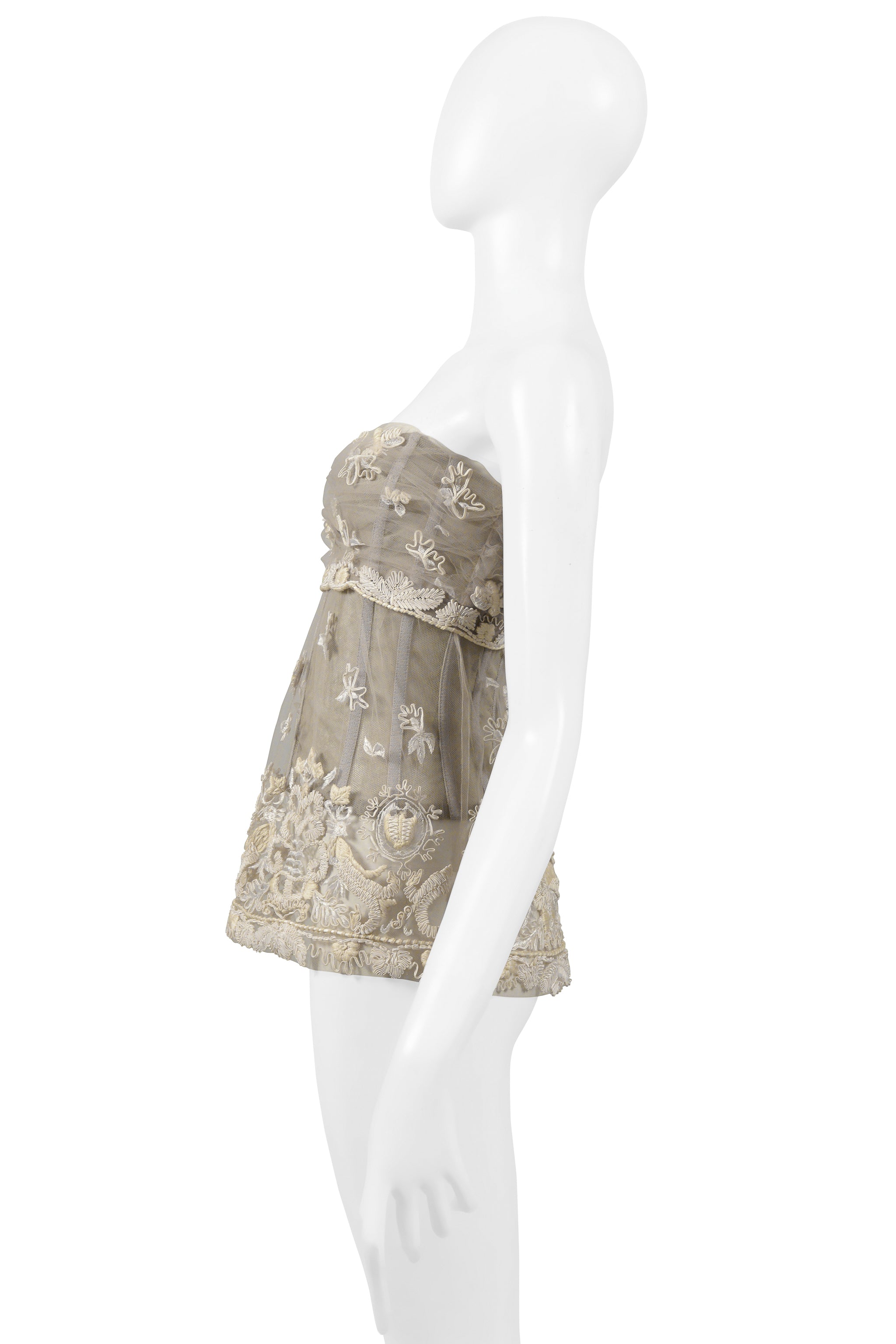 DOLCE & GABBANA OFF-WHITE LACE BUSTIER WITH EMBROIDERY SIDE 2006