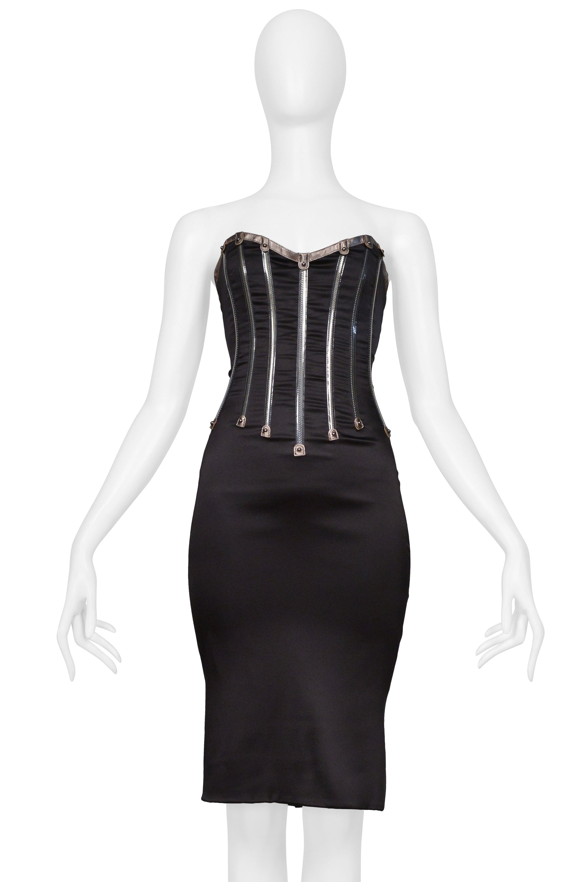 DOLCE & GABBANA BLACK STRAPLESS ZIPPERS DRESS 2007