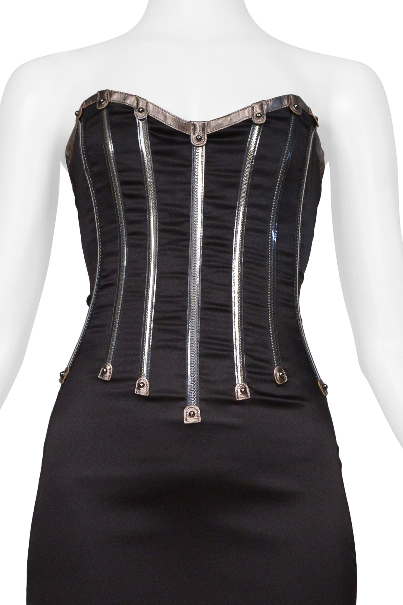 DOLCE & GABBANA BLACK STRAPLESS ZIPPERS DRESS 2007