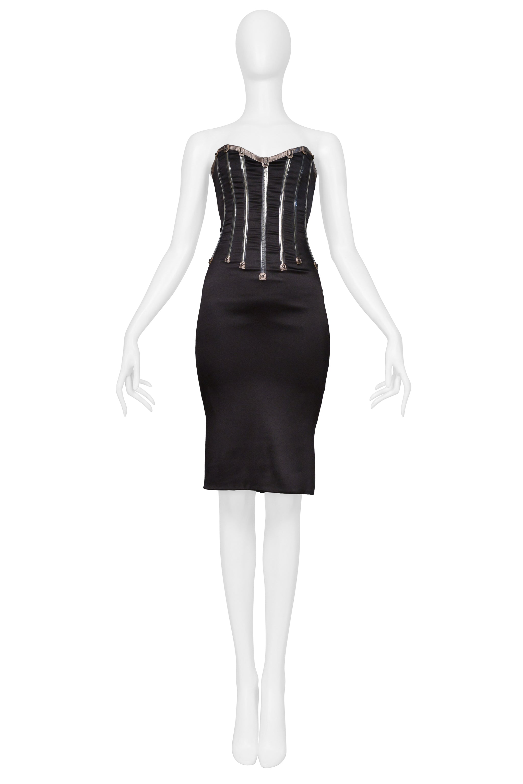 DOLCE & GABBANA BLACK STRAPLESS ZIPPERS DRESS 2007