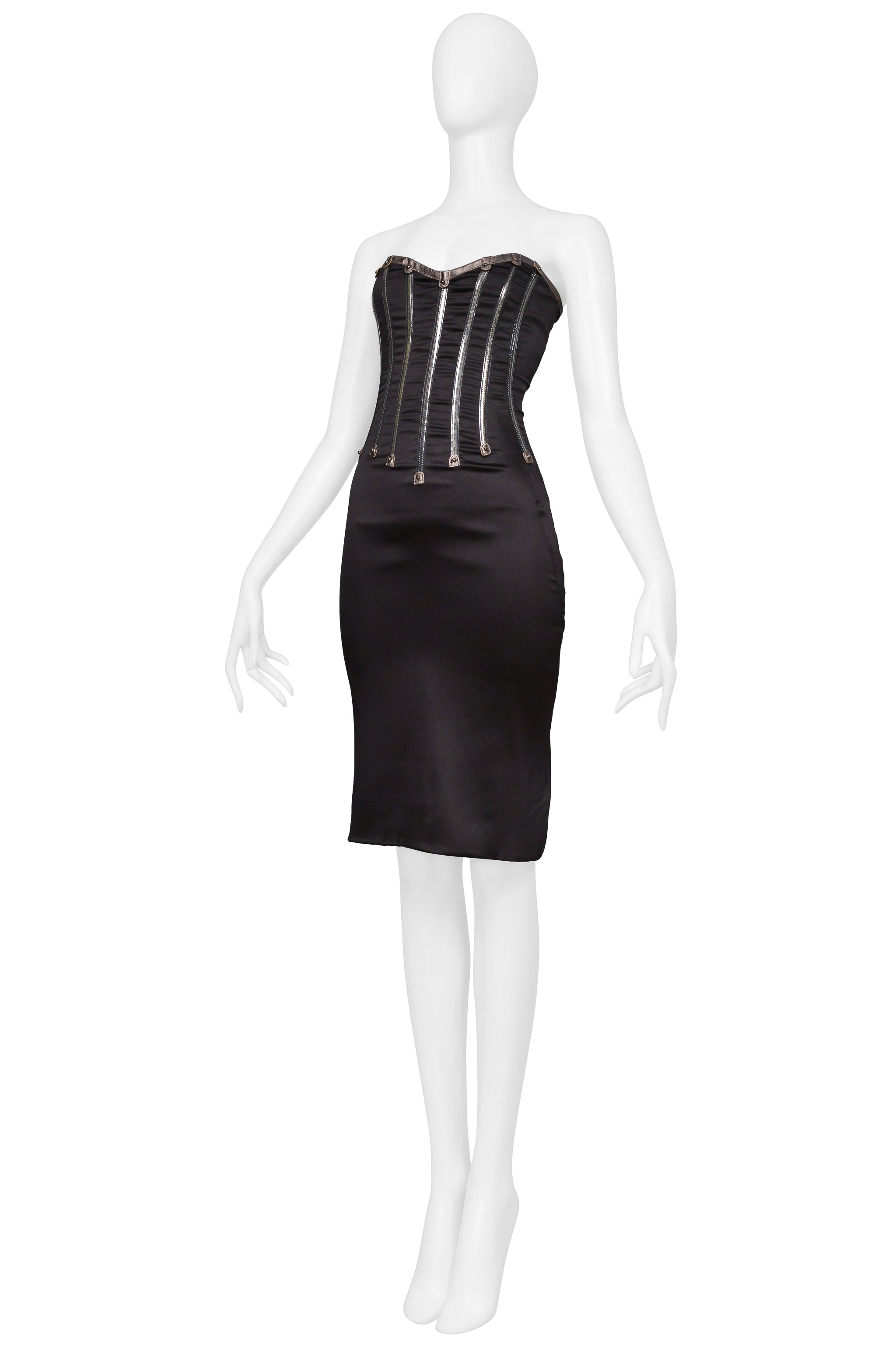 DOLCE & GABBANA BLACK STRAPLESS ZIPPERS DRESS 2007