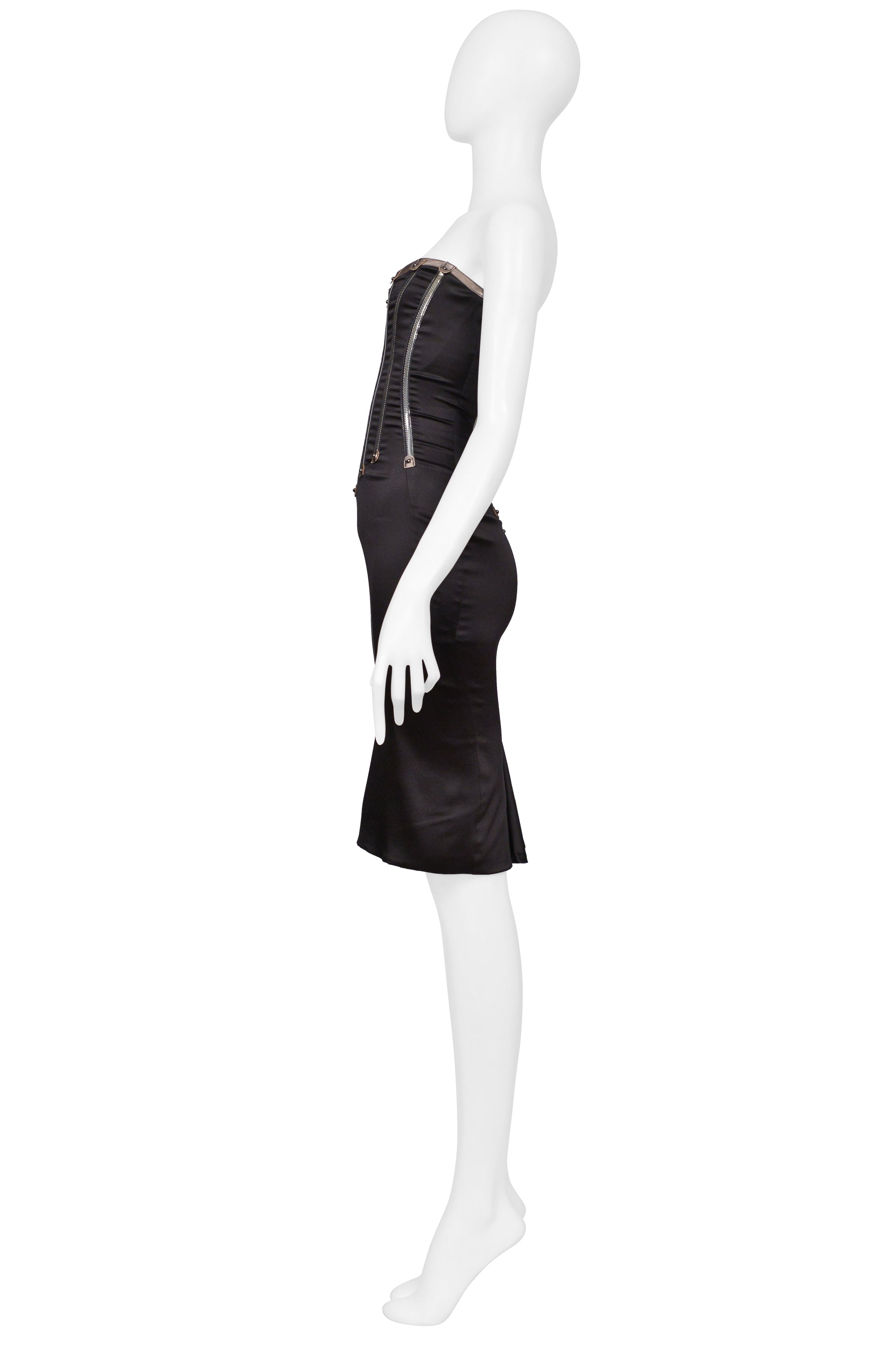 DOLCE & GABBANA BLACK STRAPLESS ZIPPERS DRESS 2007