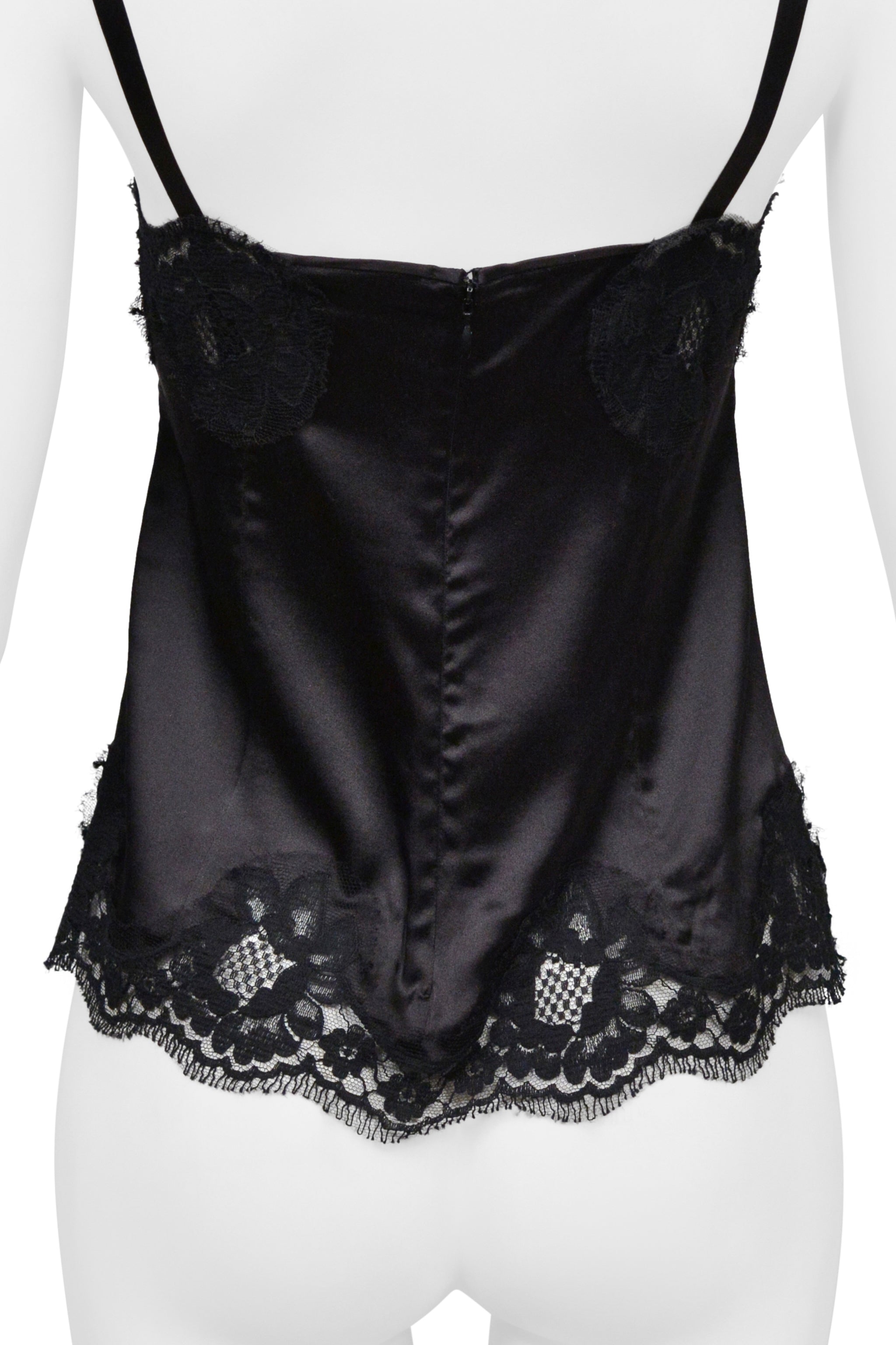DOLCE & GABBANA BLACK CAMISOLE WITH LACE