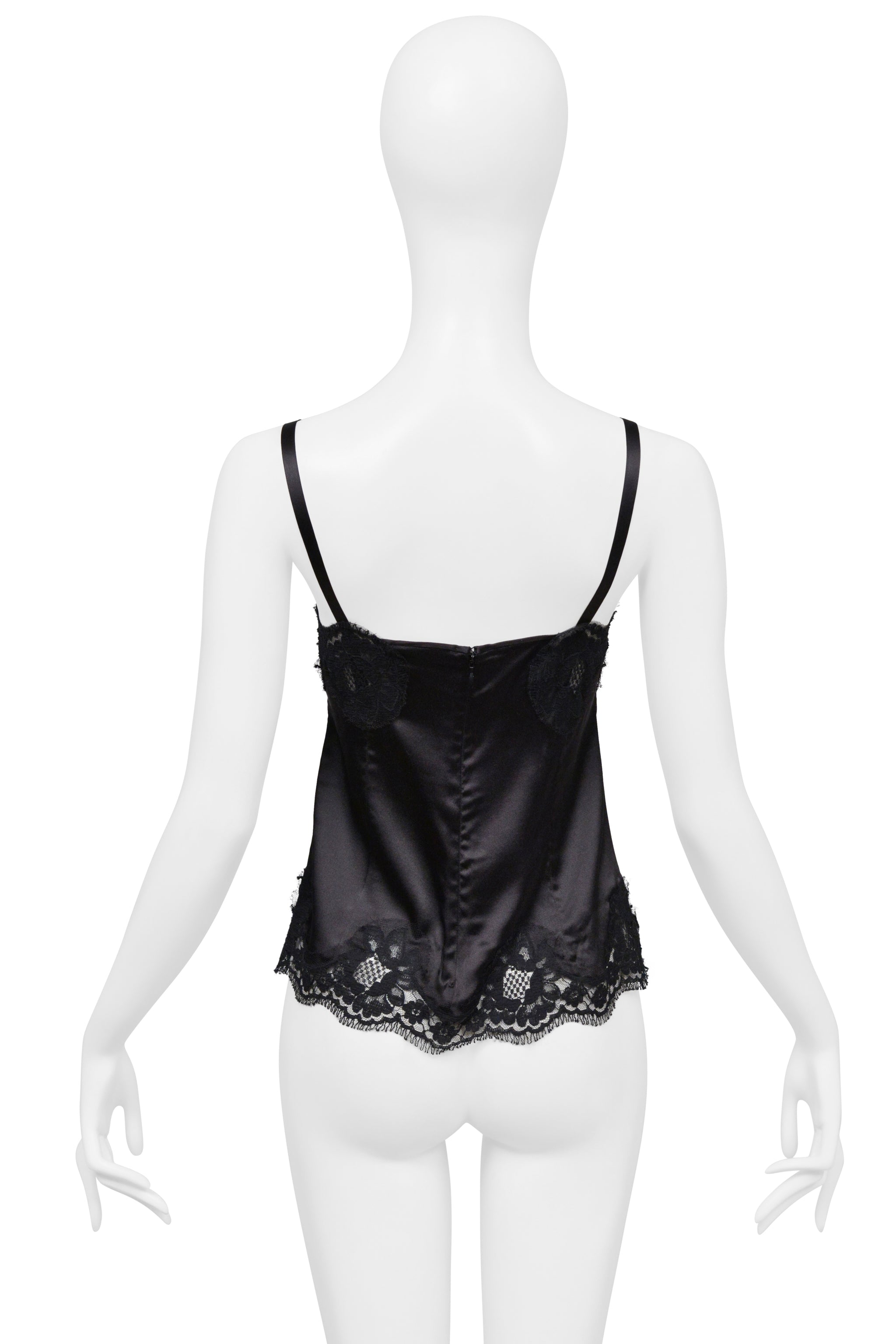 DOLCE & GABBANA BLACK CAMISOLE WITH LACE