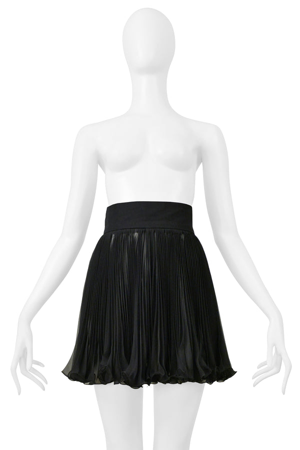 DOLCE & GABBANA BLACK CHIFFON PLEATED MINI PARTY SKIRT