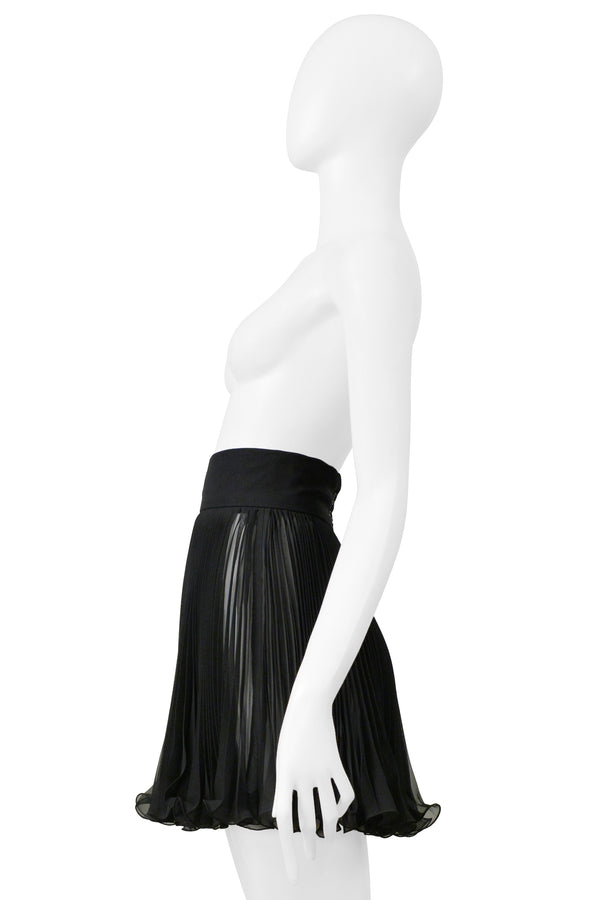 DOLCE & GABBANA BLACK CHIFFON PLEATED MINI PARTY SKIRT