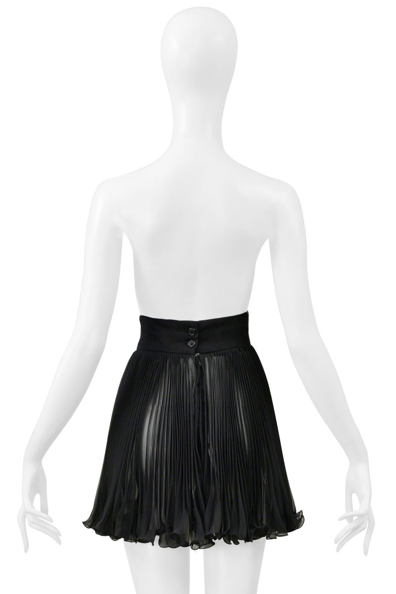 DOLCE & GABBANA BLACK CHIFFON PLEATED MINI PARTY SKIRT