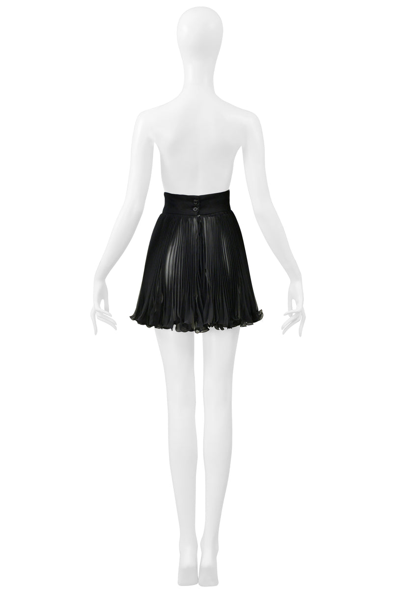 DOLCE & GABBANA BLACK CHIFFON PLEATED MINI PARTY SKIRT