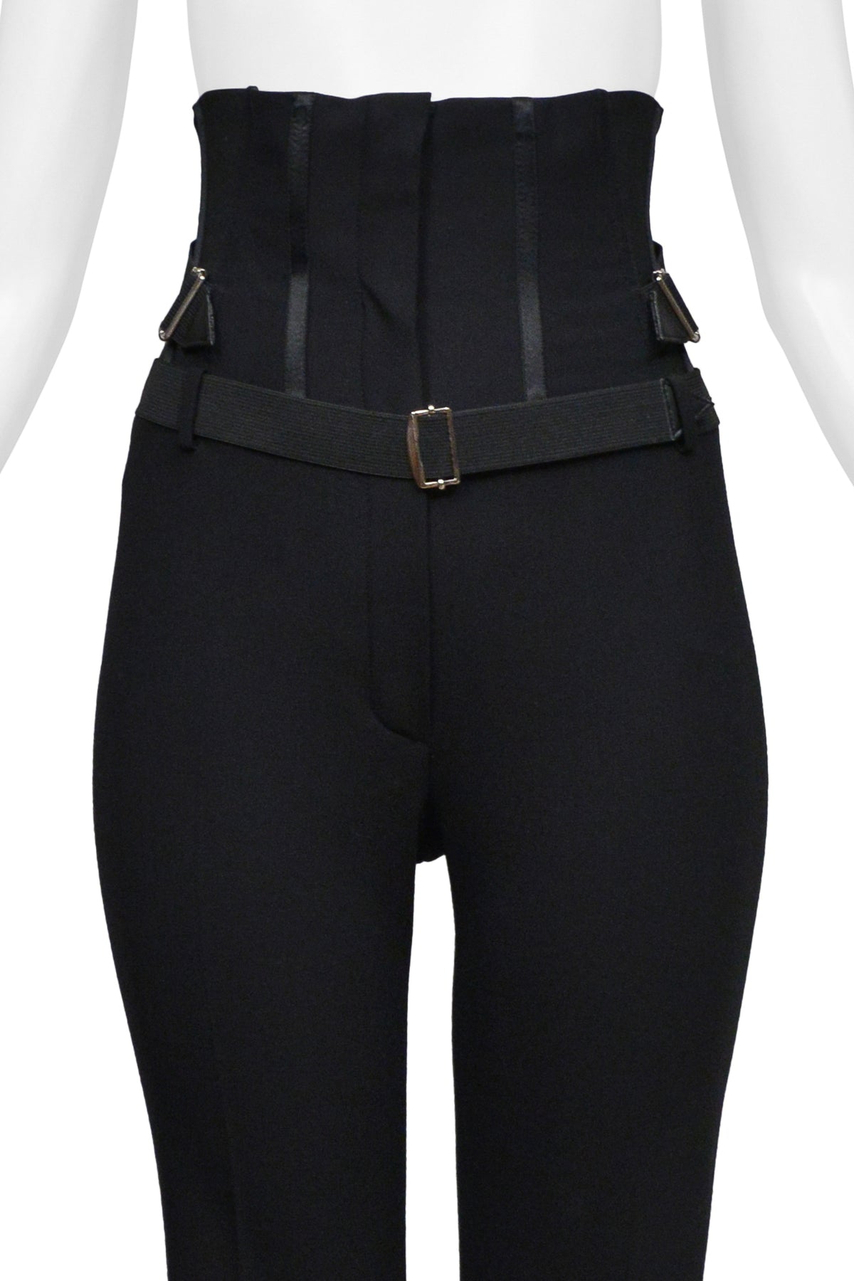 DOLCE & GABBANA BLACK CORSET PANTS WITH SIDE BUTTONS