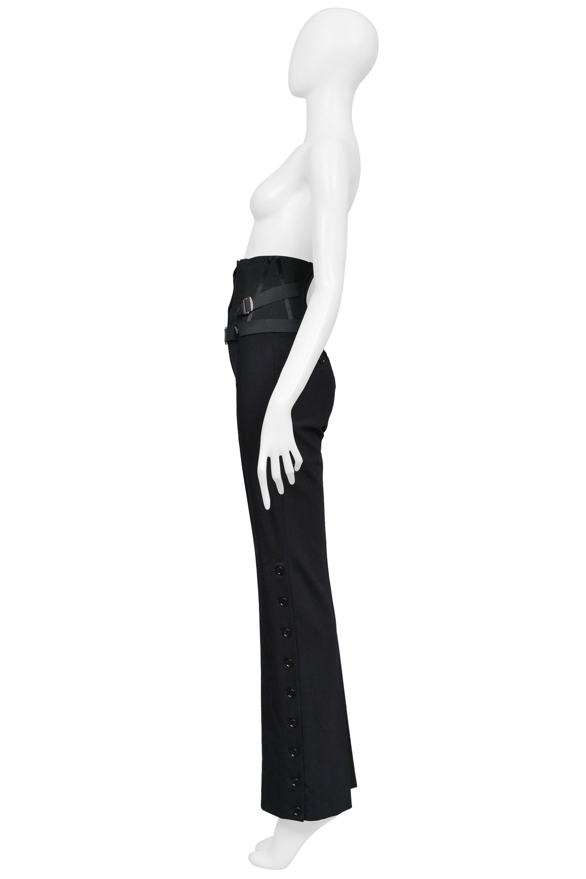 DOLCE & GABBANA BLACK CORSET PANTS WITH SIDE BUTTONS
