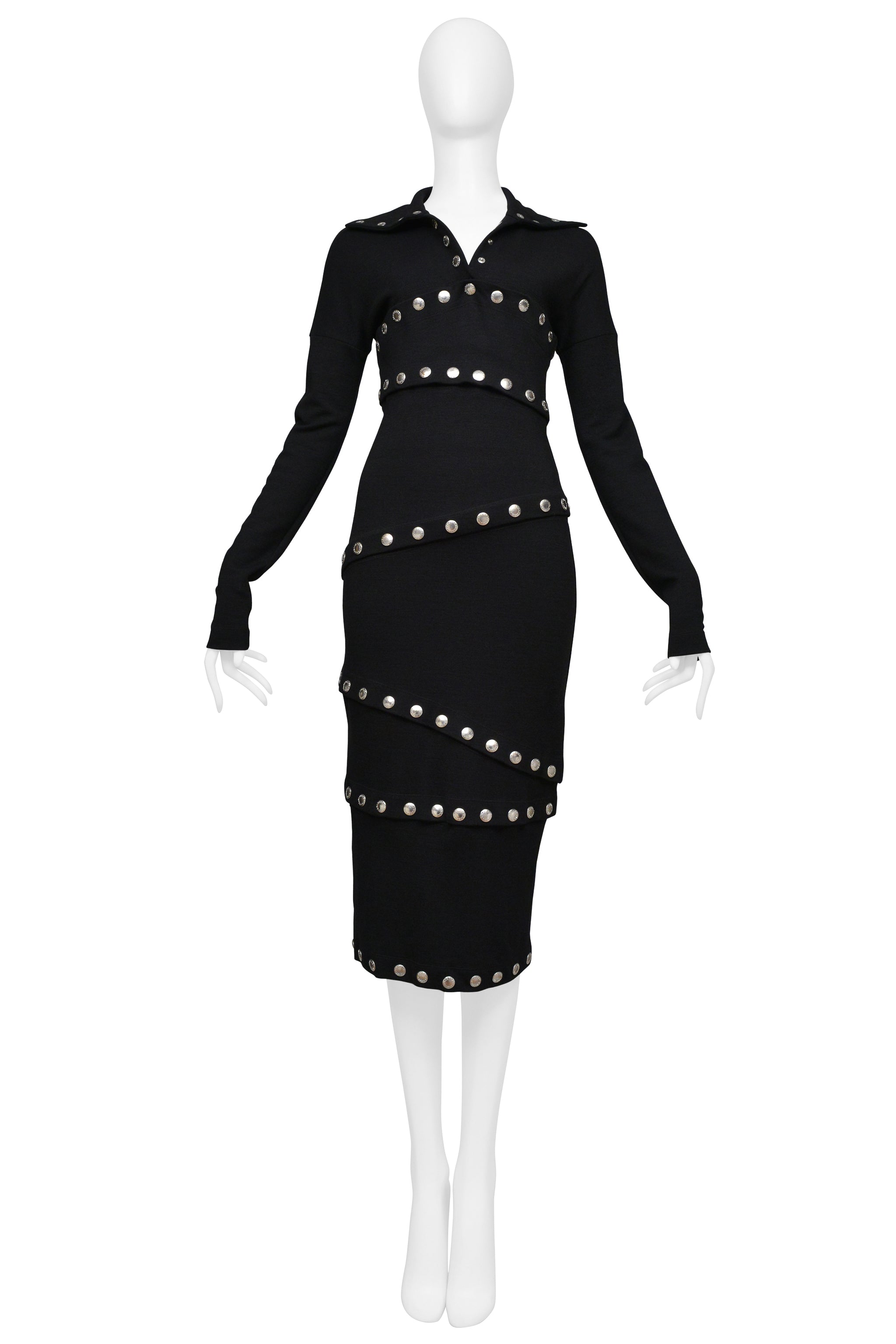 DOLCE & GABBANA BLACK KNIT DRESS WITH SNAPS 2003