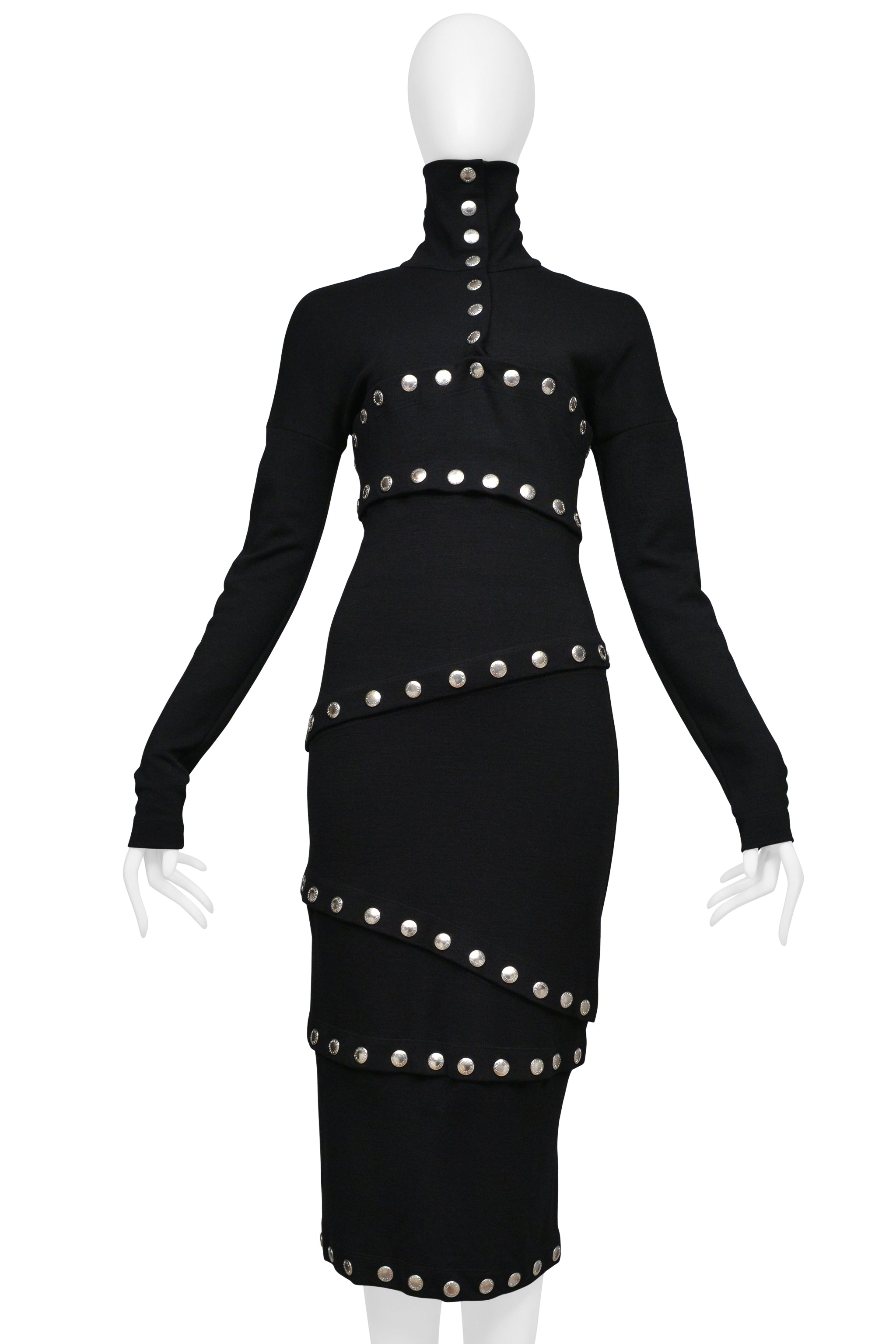 DOLCE & GABBANA BLACK KNIT DRESS WITH SNAPS 2003