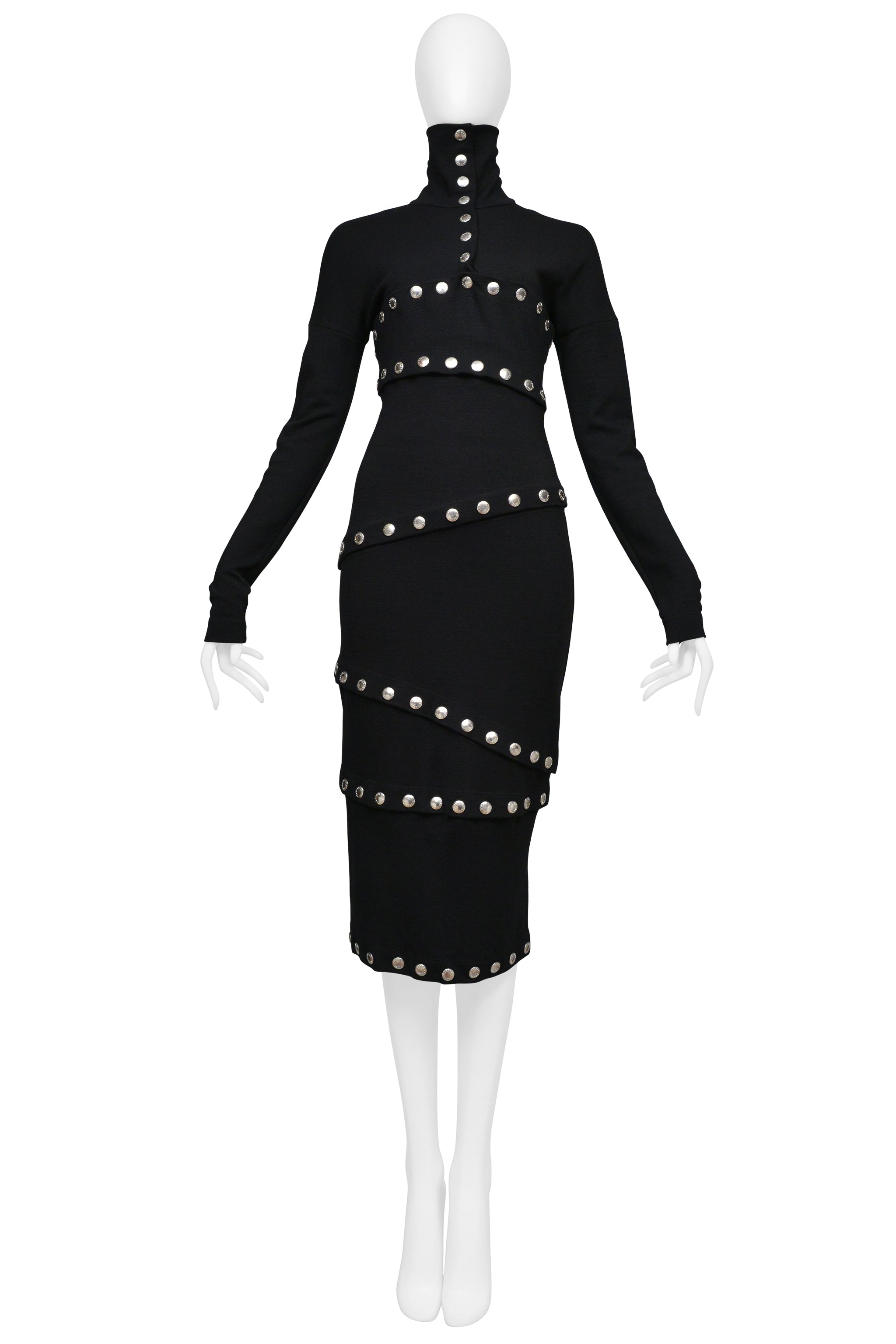 DOLCE & GABBANA BLACK KNIT DRESS WITH SNAPS 2003