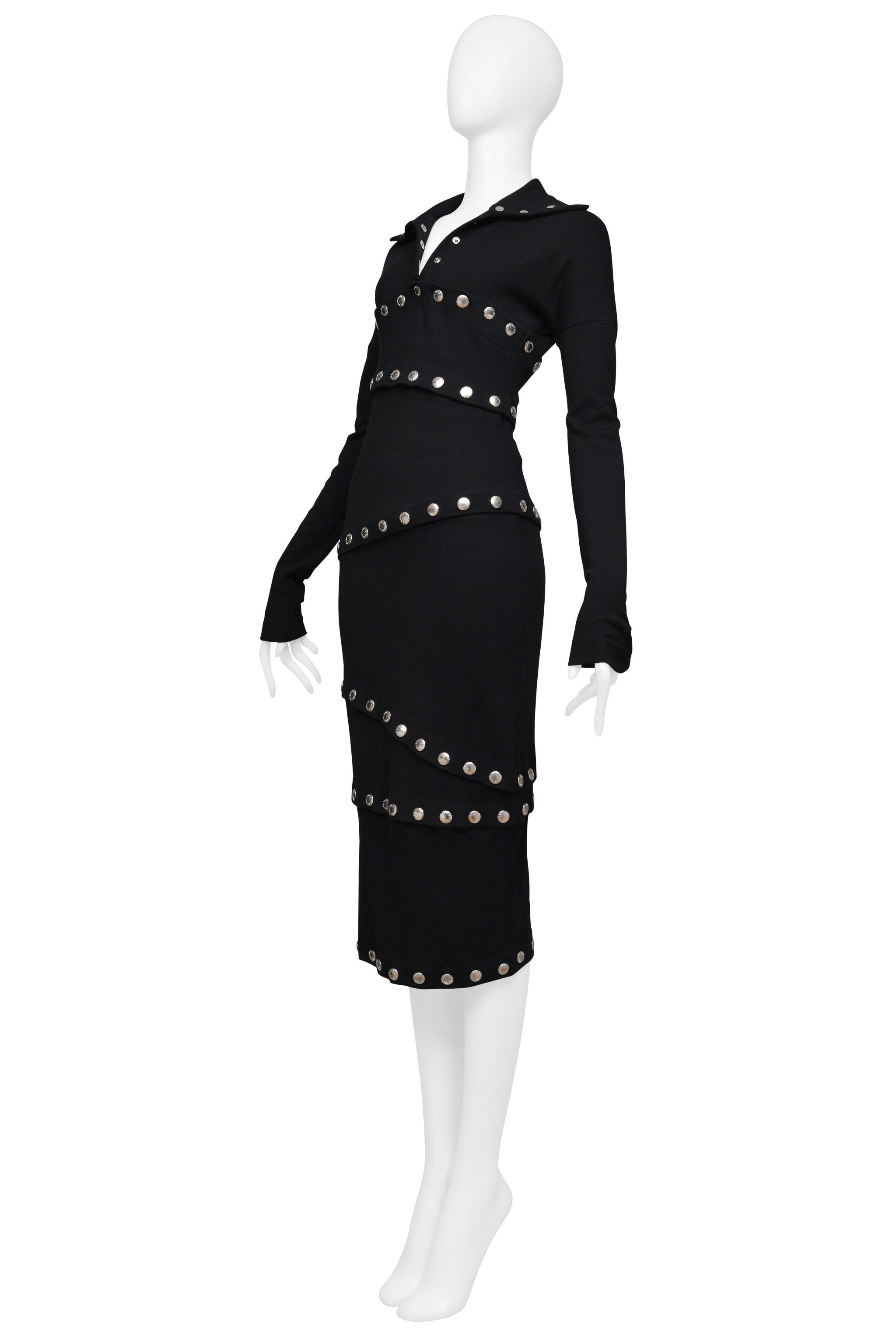 DOLCE & GABBANA BLACK KNIT DRESS WITH SNAPS 2003