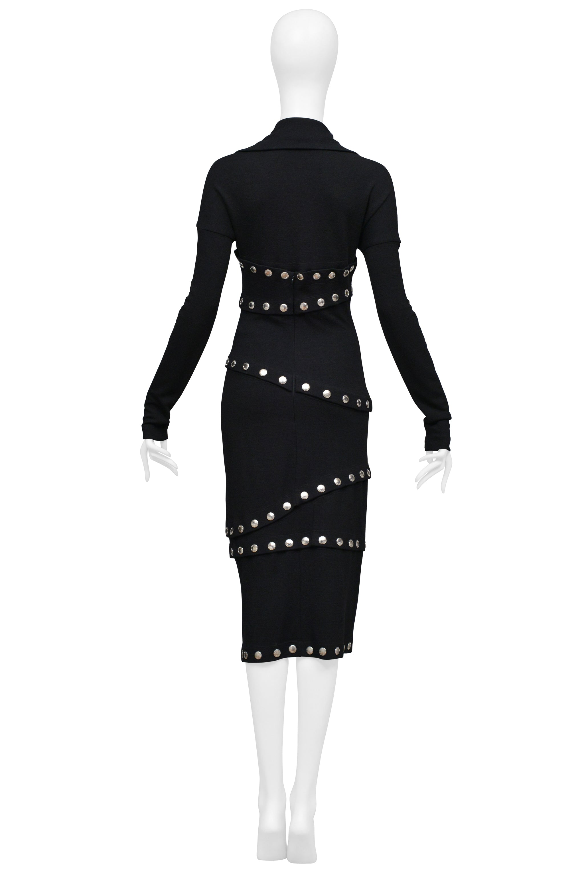 DOLCE & GABBANA BLACK KNIT DRESS WITH SNAPS 2003