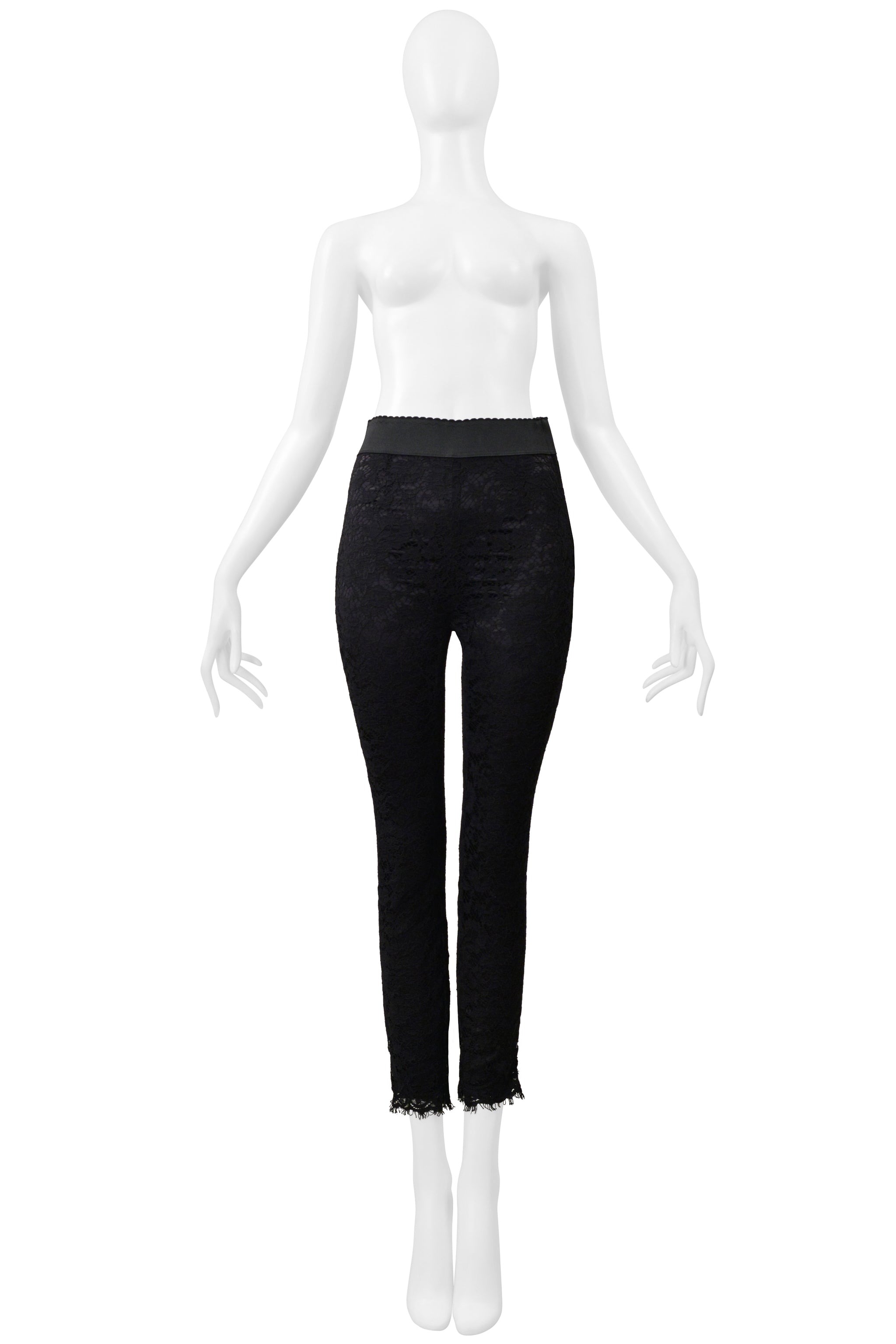 DOLCE & GABBANA BLACK LACE LEGGINGS WITH STRETCH