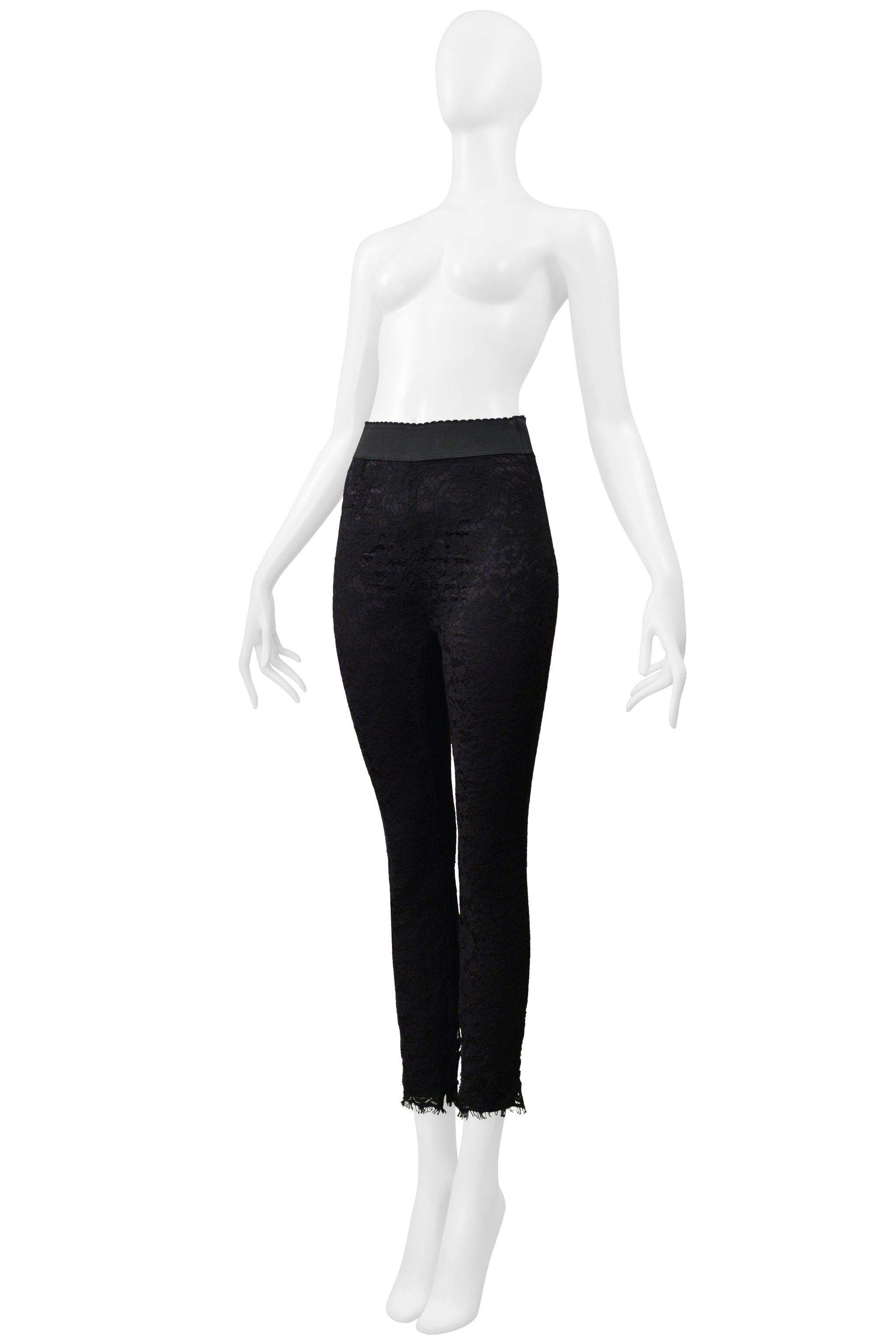 DOLCE & GABBANA BLACK LACE LEGGINGS WITH STRETCH