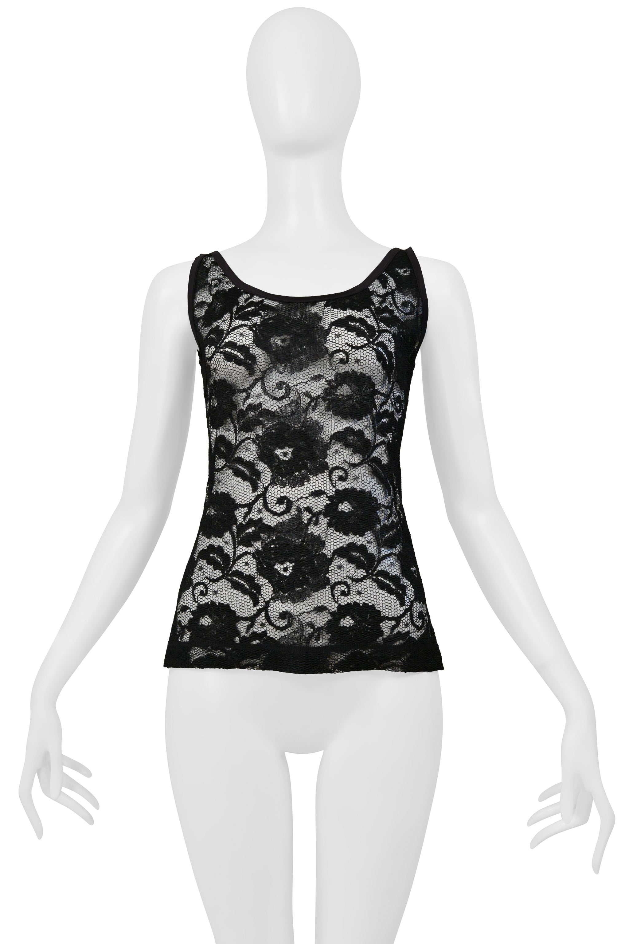DOLCE & GABBANA BLACK LACE TOP WITH ZIPPER BACK