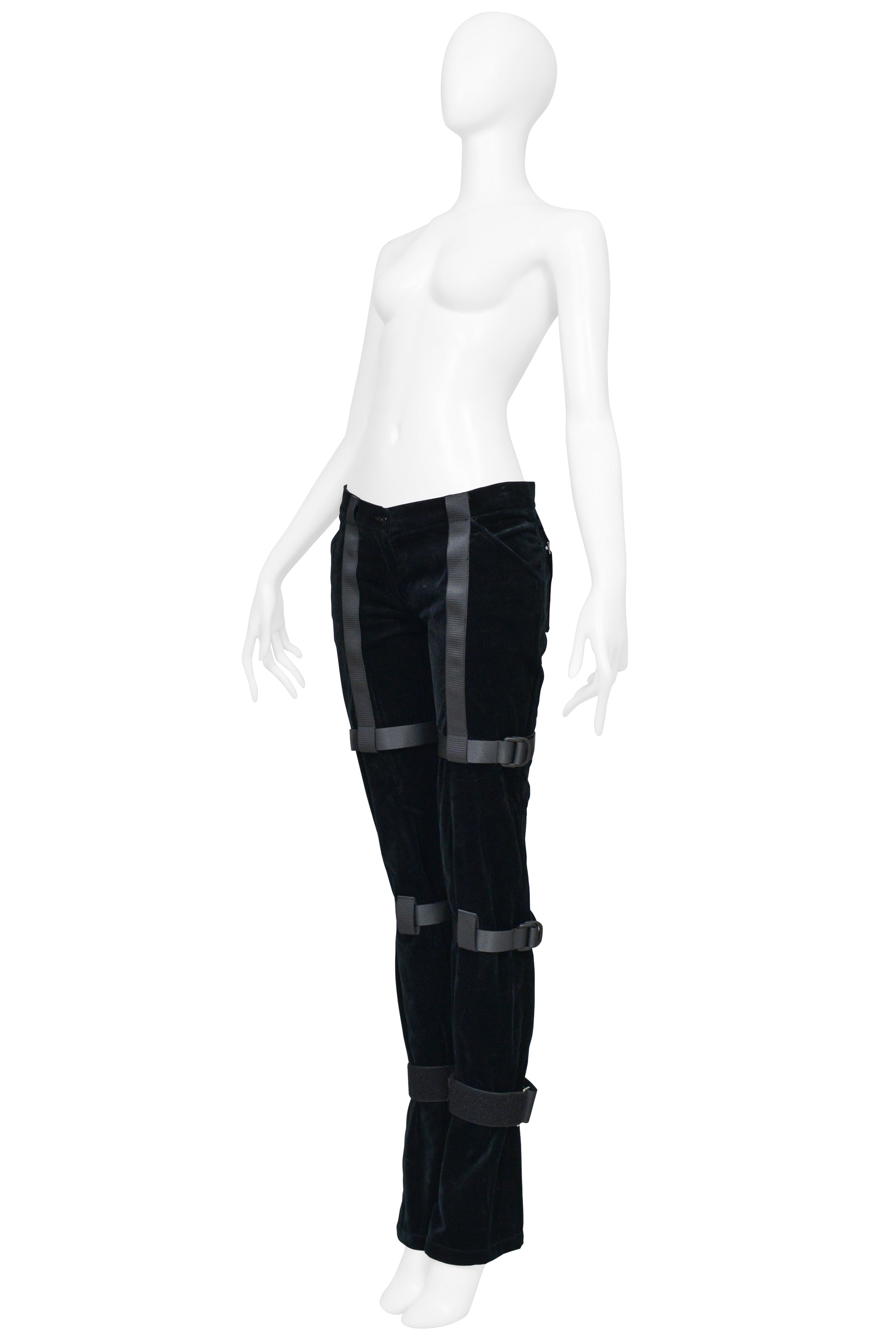 DOLCE & GABBANA BLACK VELVET BONDAGE PANTS 2003