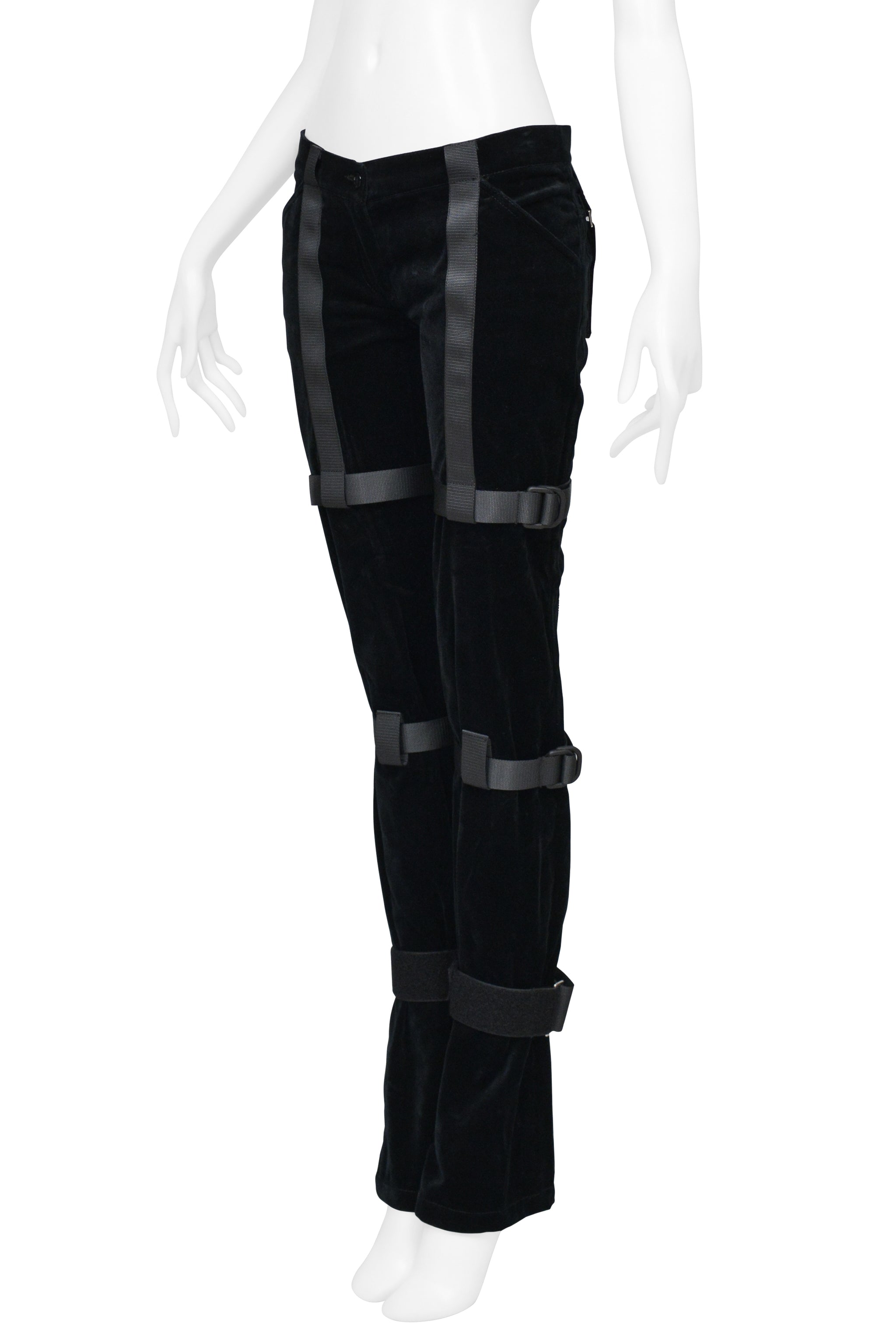 DOLCE & GABBANA BLACK VELVET BONDAGE PANTS 2003