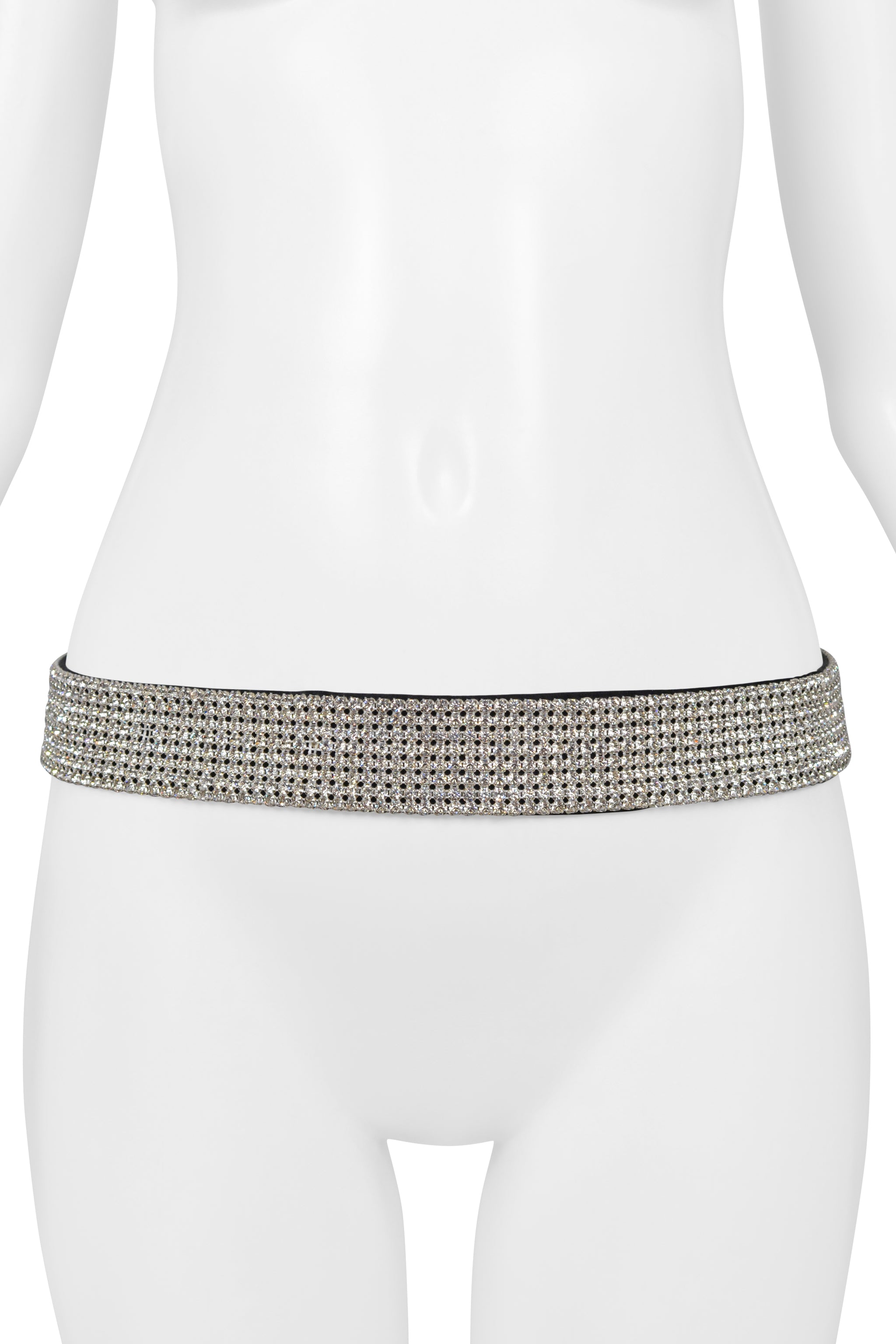 DOLCE & GABBANA BLACK SATIN BELT WITH RHINESTONES AND TASSELS
