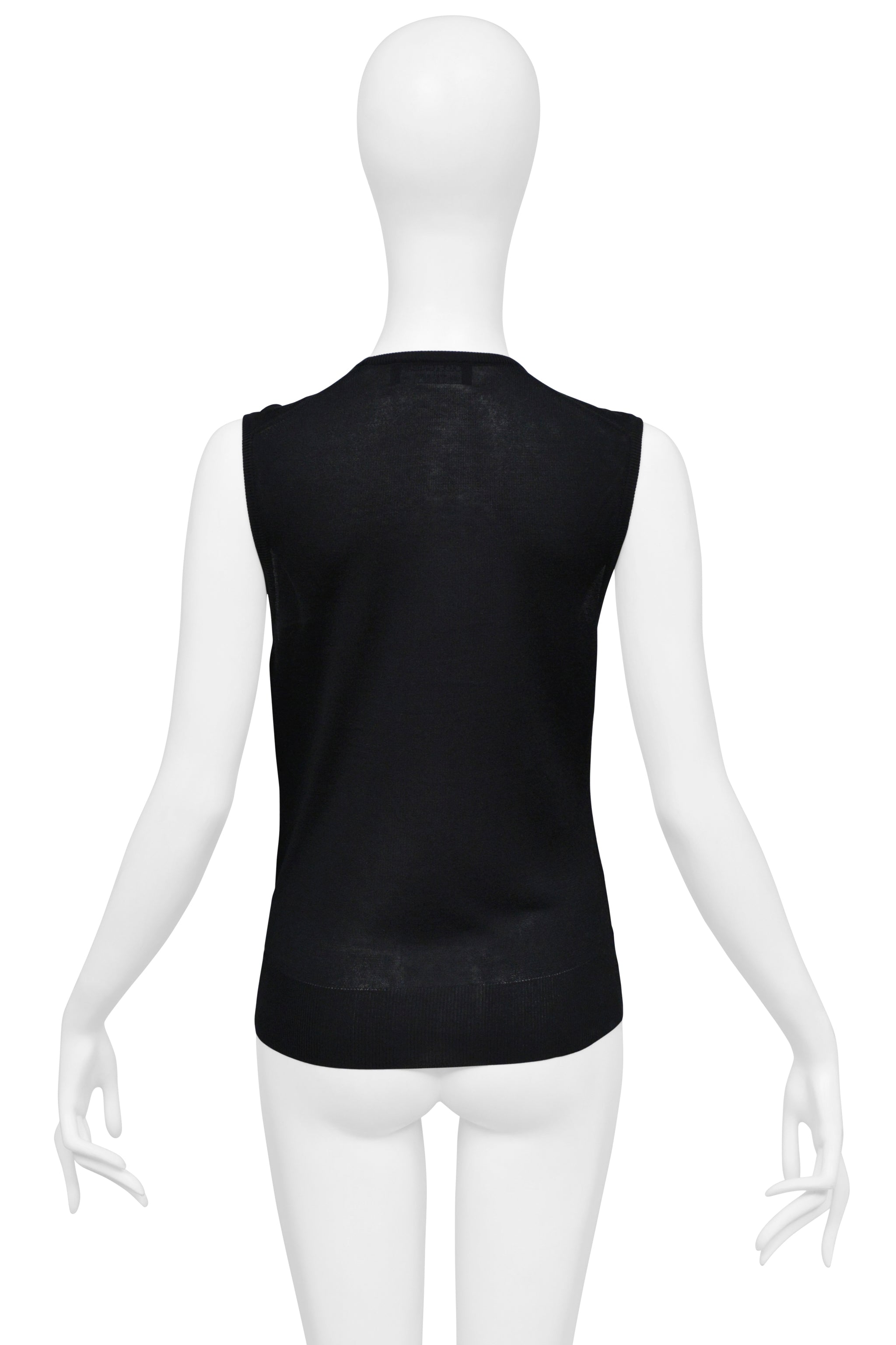 DOLCE & GABBANA BLACK SWEATER VEST WITH ATTACHED LACE INSET