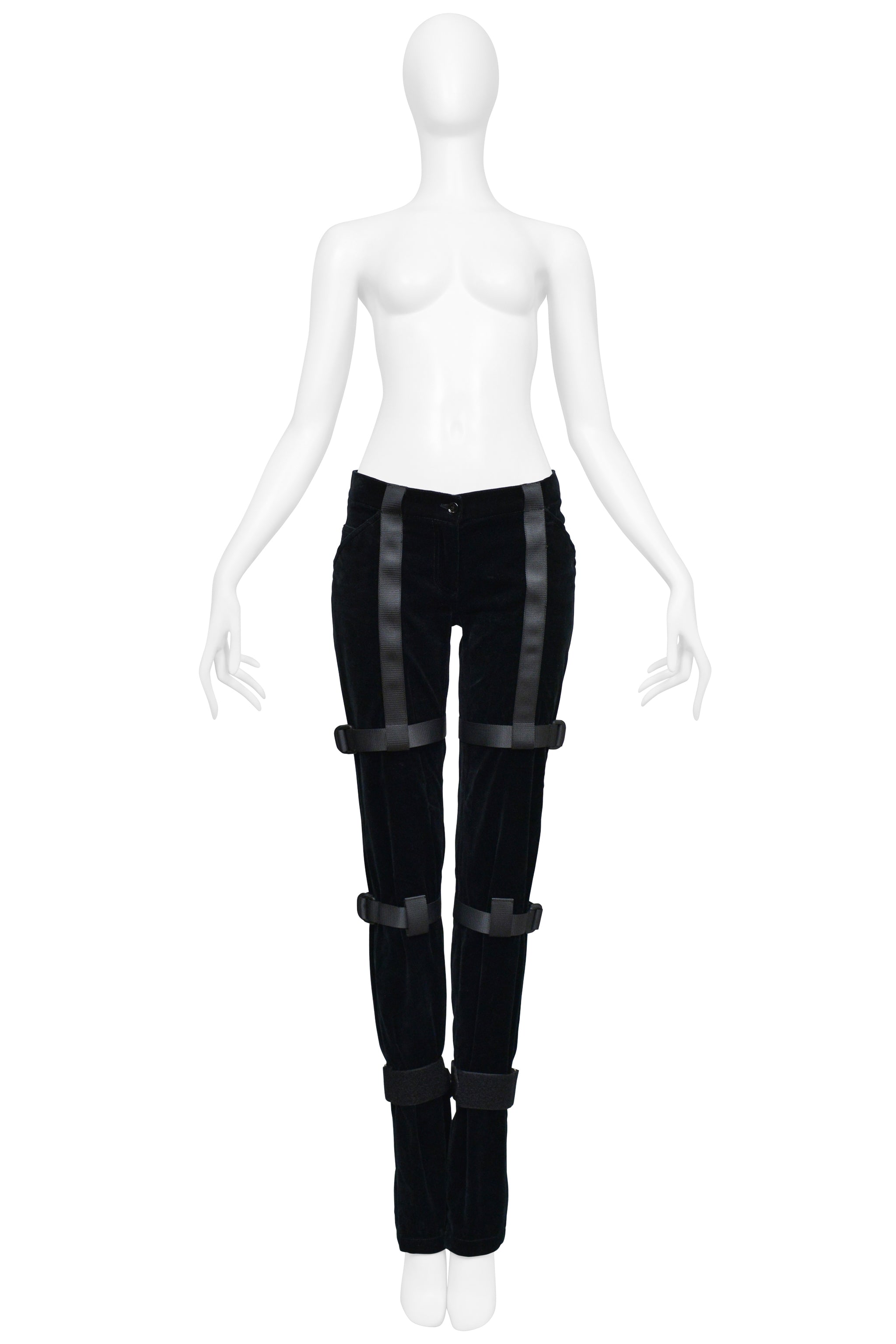 DOLCE & GABBANA BLACK VELVET BONDAGE PANTS 2003
