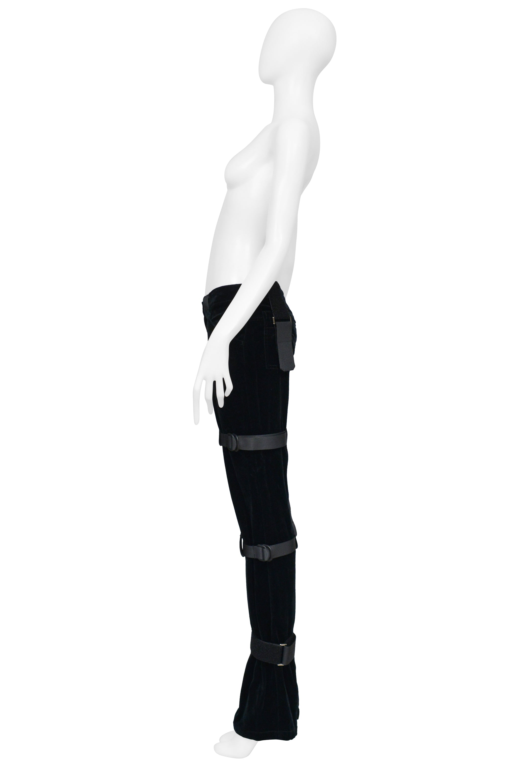 DOLCE & GABBANA BLACK VELVET BONDAGE PANTS 2003