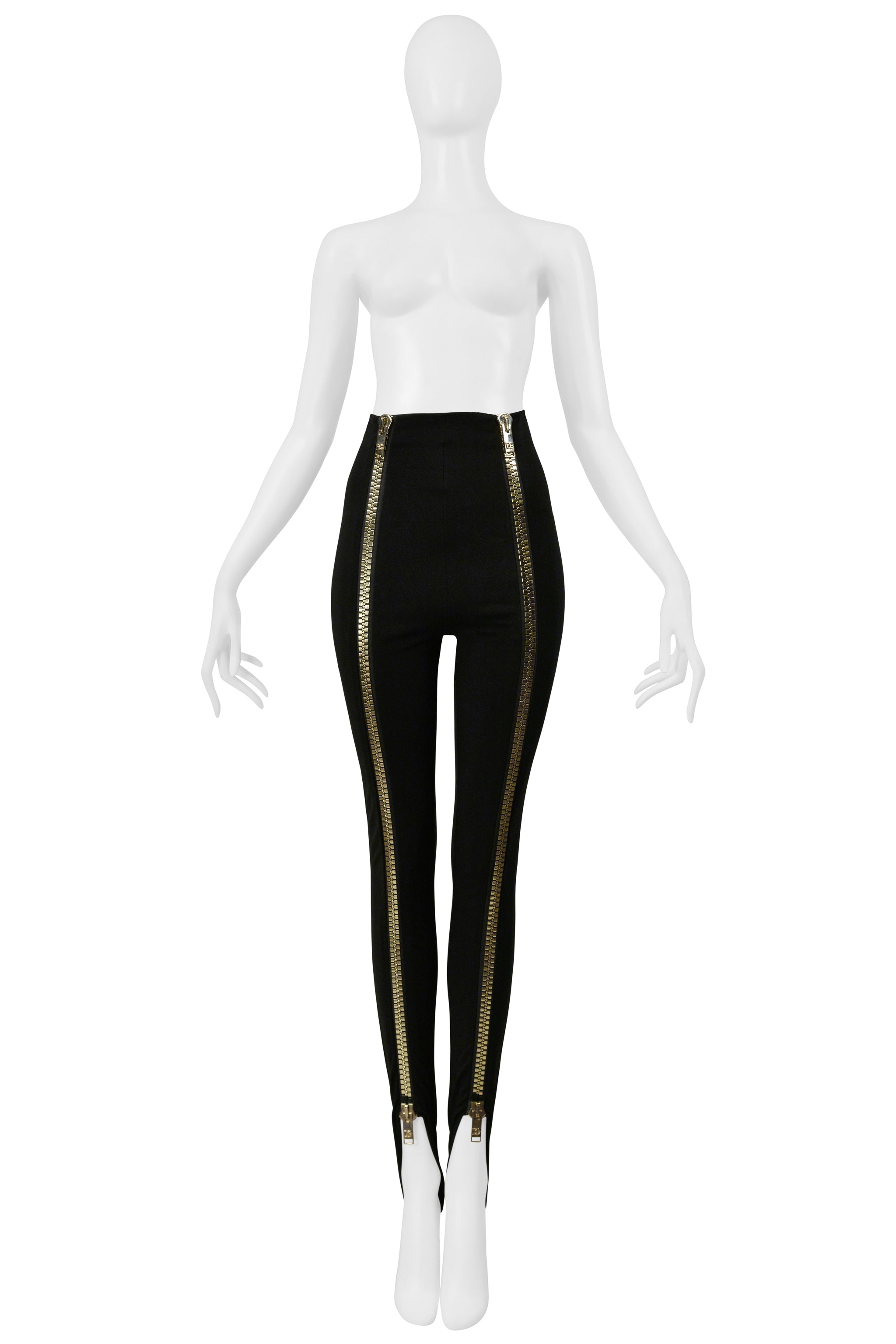 DOLCE & GABBANA BLACK STIRRUP LEGGING WITH GIANT GOLD ZIPPERS