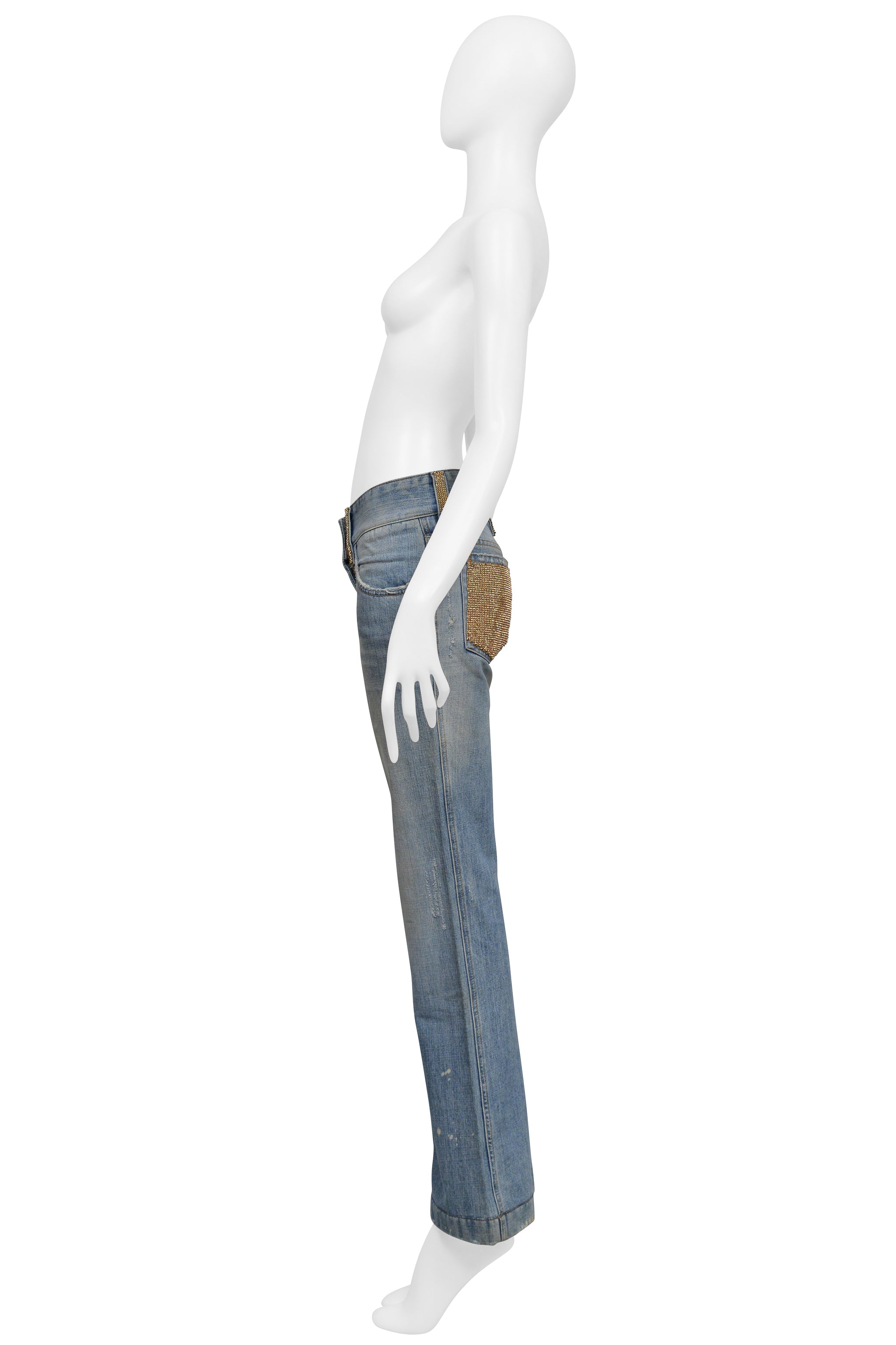 DOLCE & GABBANA BLUE DENIM "HOLLYWOOD COWBOY" JEANS WITH RHINESTONES