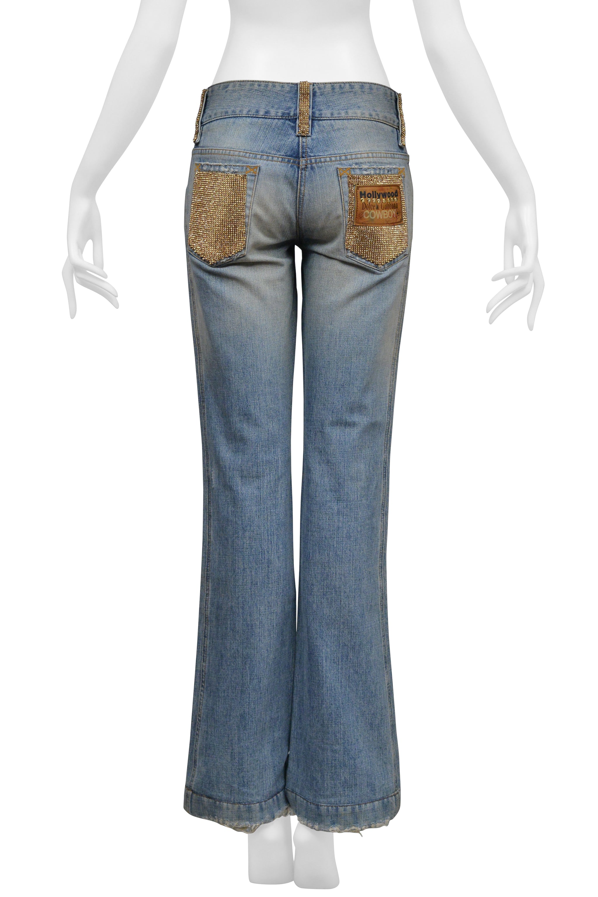 DOLCE & GABBANA BLUE DENIM "HOLLYWOOD COWBOY" JEANS WITH RHINESTONES