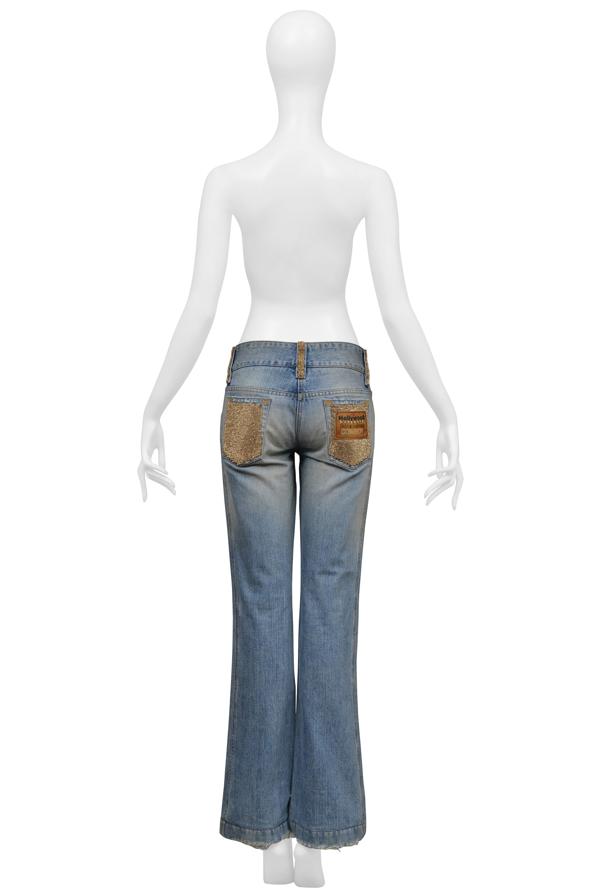 DOLCE & GABBANA BLUE DENIM "HOLLYWOOD COWBOY" JEANS WITH RHINESTONES