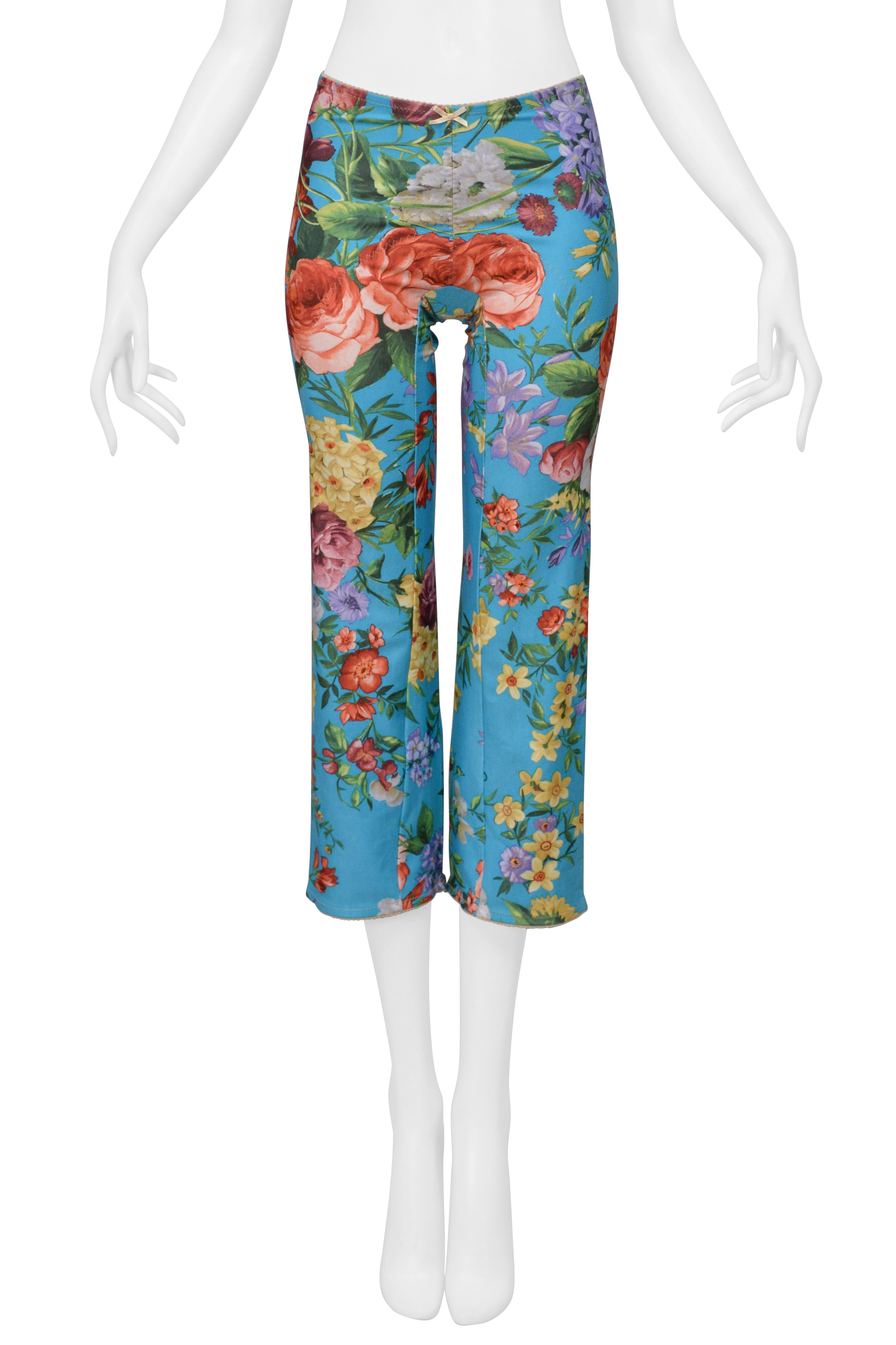 DOLCE & GABBANA BLUE FLORAL PANTS