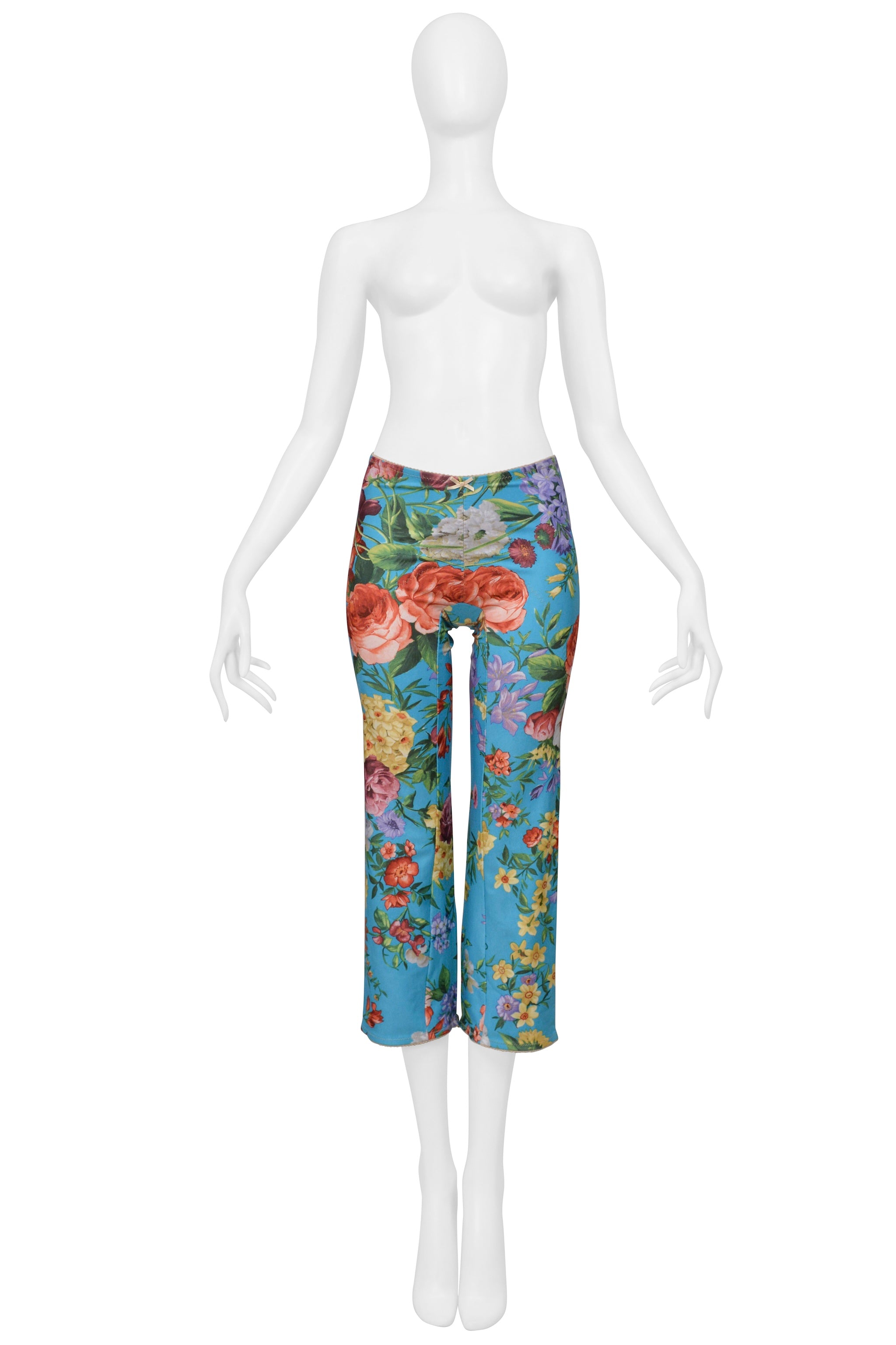 DOLCE & GABBANA BLUE FLORAL PANTS