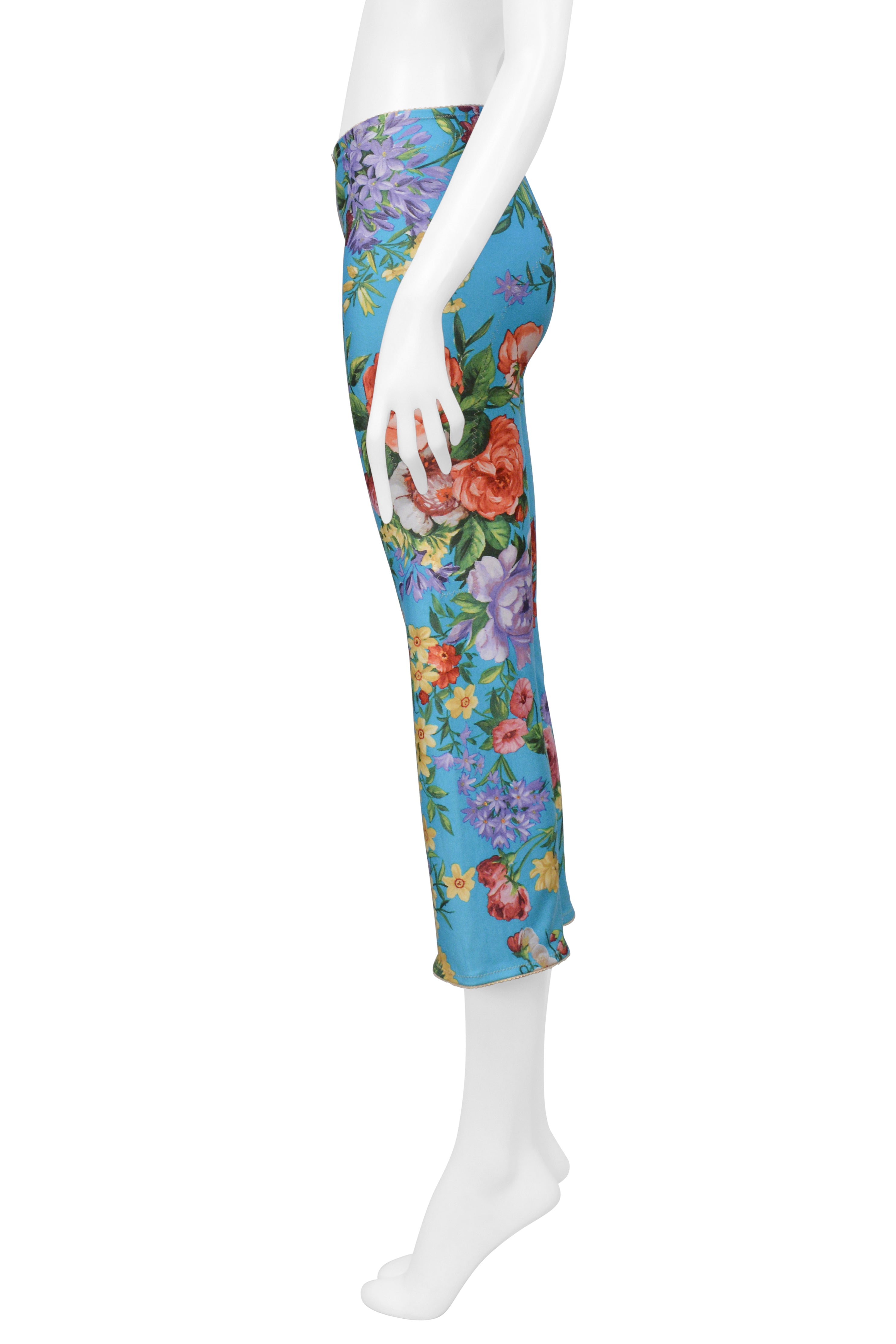 DOLCE & GABBANA BLUE FLORAL PANTS