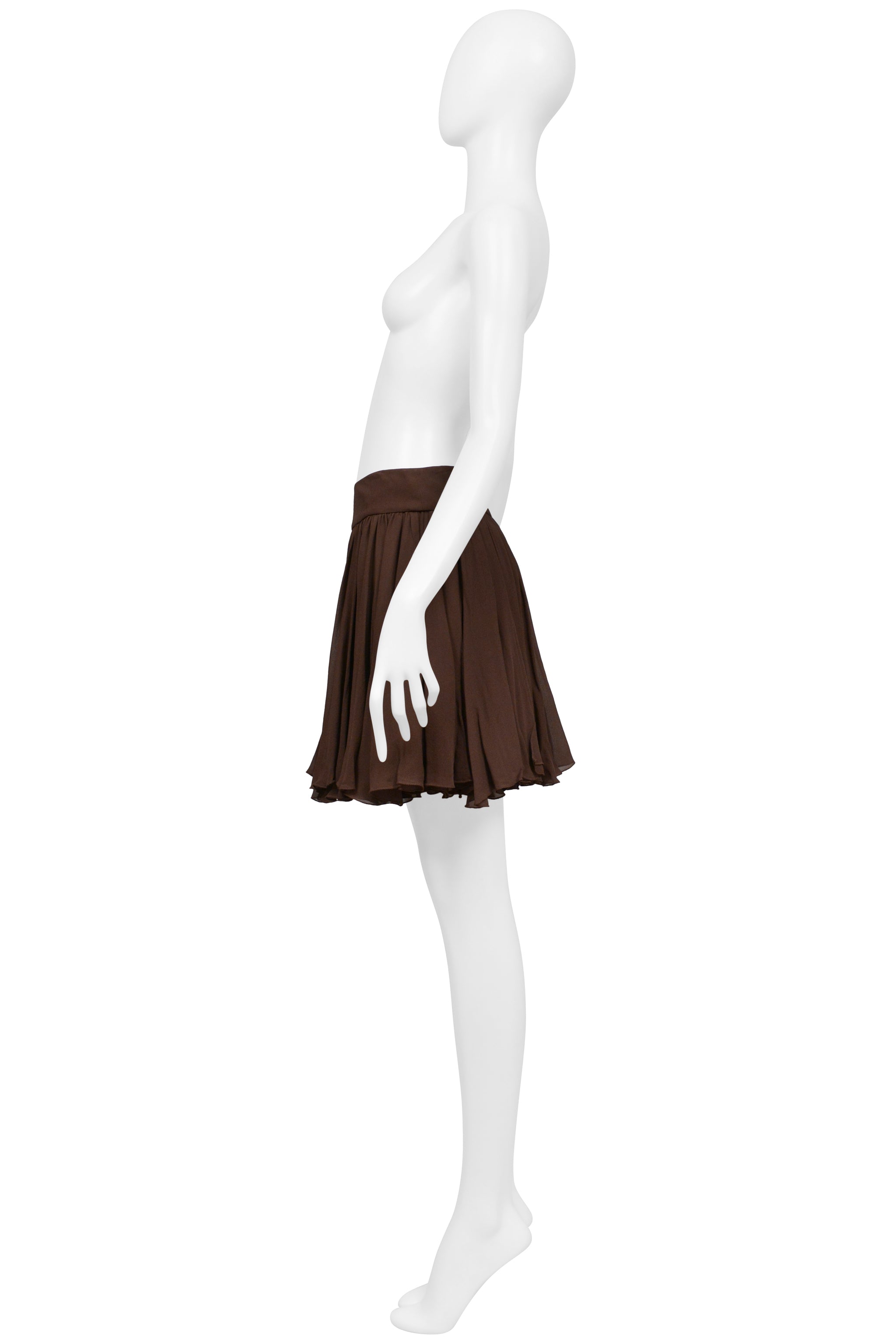 DOLCE & GABBANA BROWN GATHERED MINI CIRCLE SKIRT
