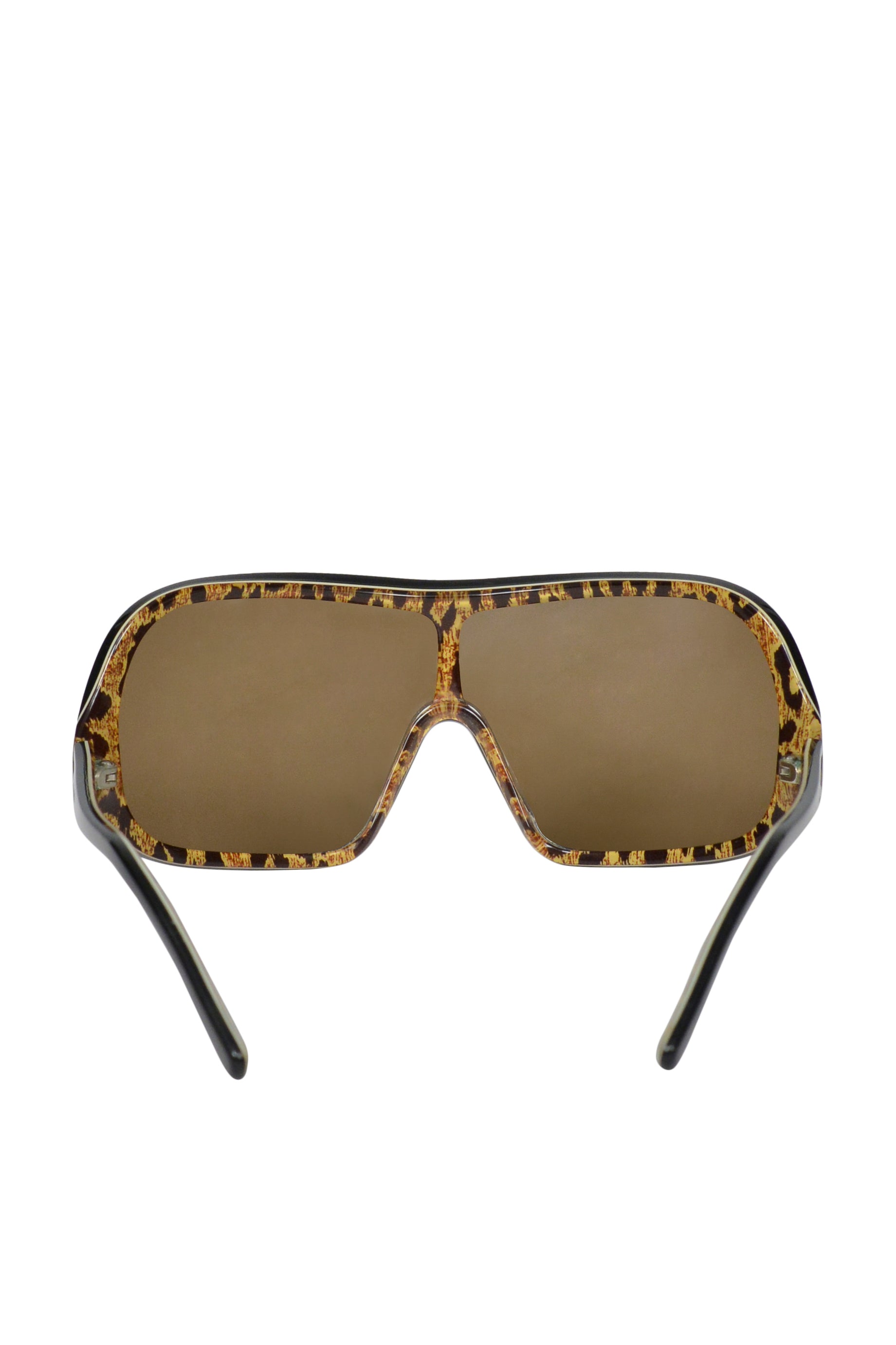 DOLCE & GABBANA BROWN WRAP AROUND OVERSIZED SUNGLASSES WITH LEOPARD INTERIOR