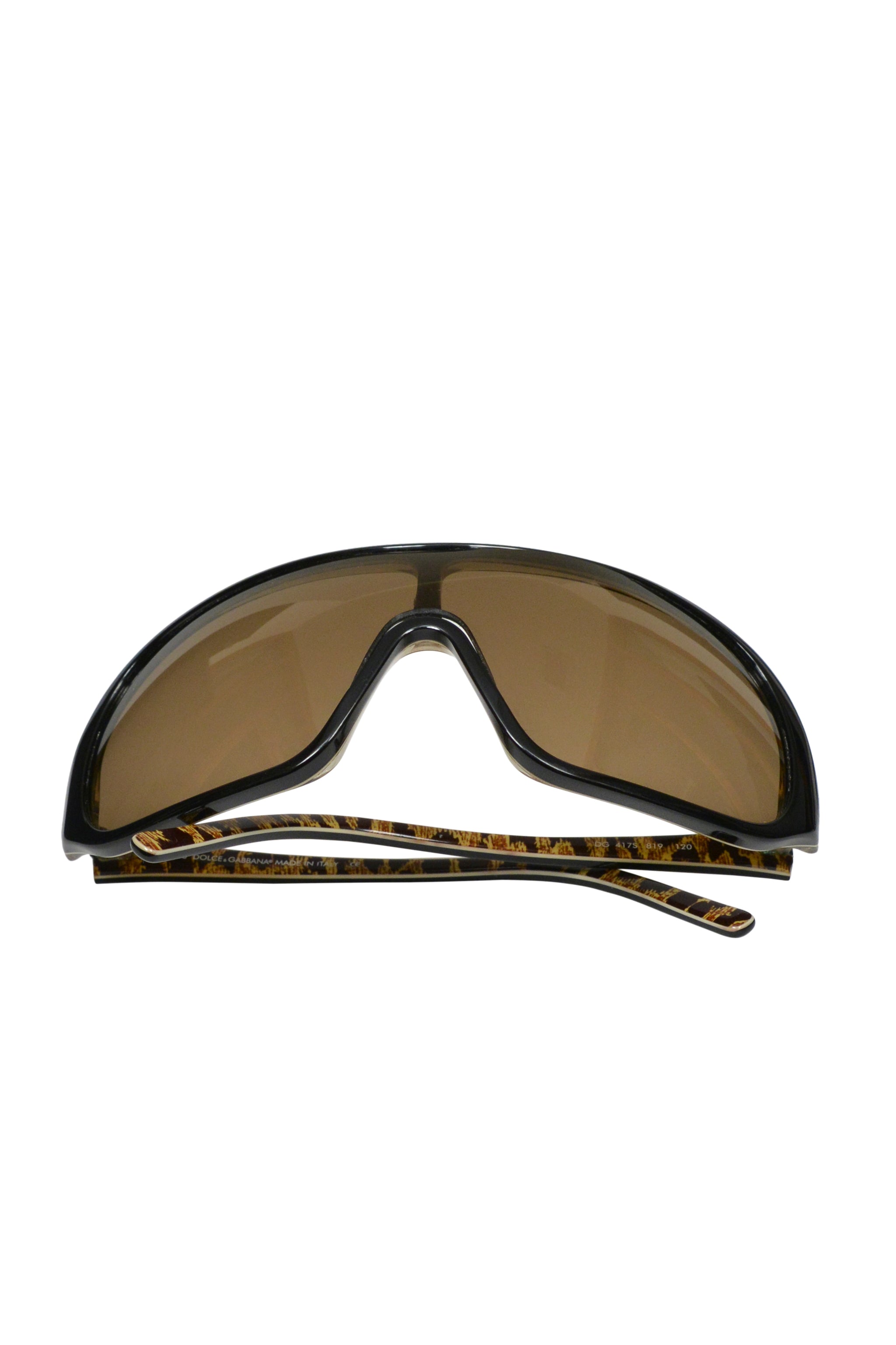 DOLCE & GABBANA BROWN WRAP AROUND OVERSIZED SUNGLASSES WITH LEOPARD INTERIOR