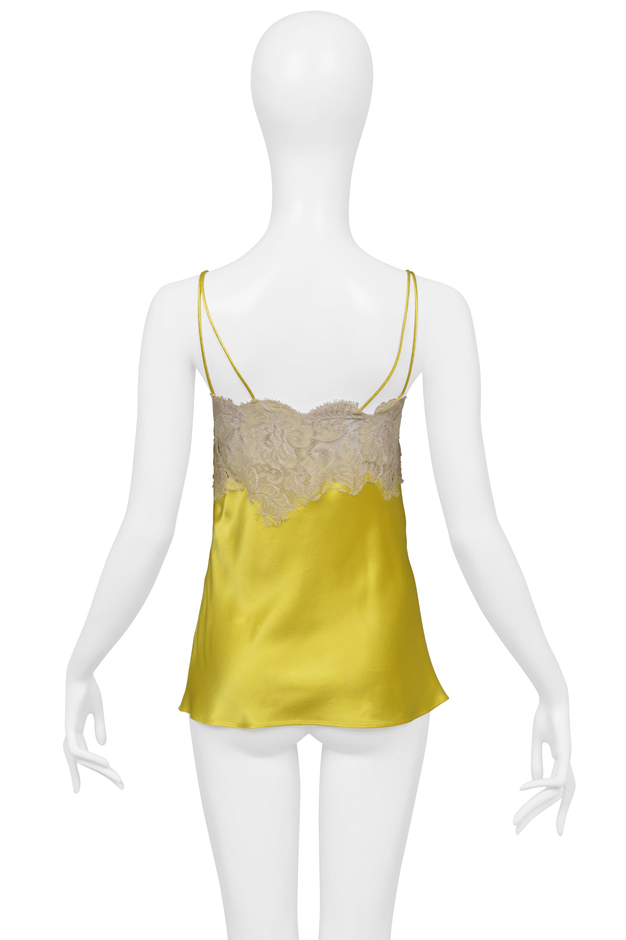 DOLCE & GABBANA YELLOW SATIN CAMISOLE TOP WITH OFF WHITE LACE CIR. 2002