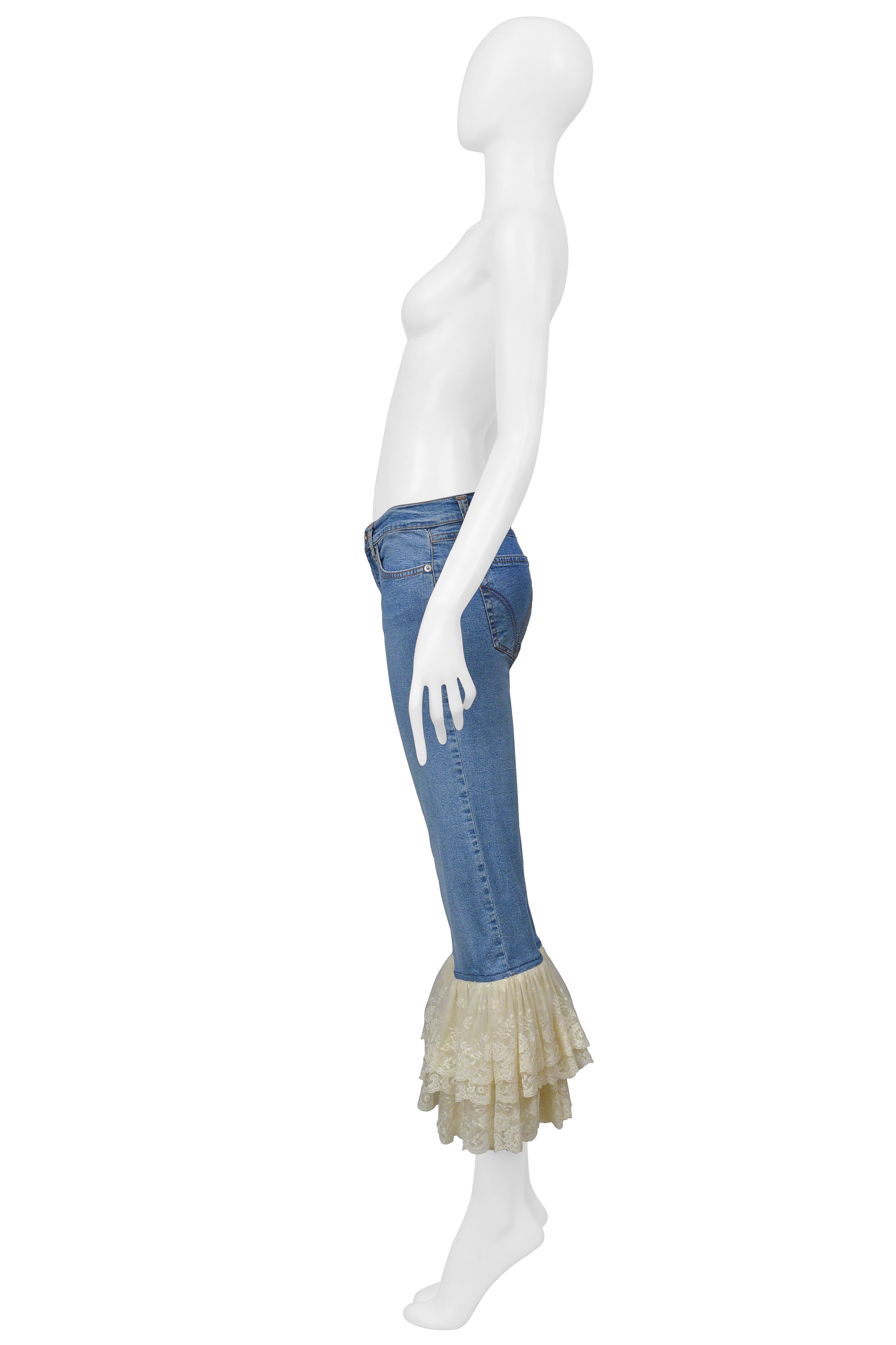 DOLCE & GABBANA DENIM JEANS WITH LACE CUFFS