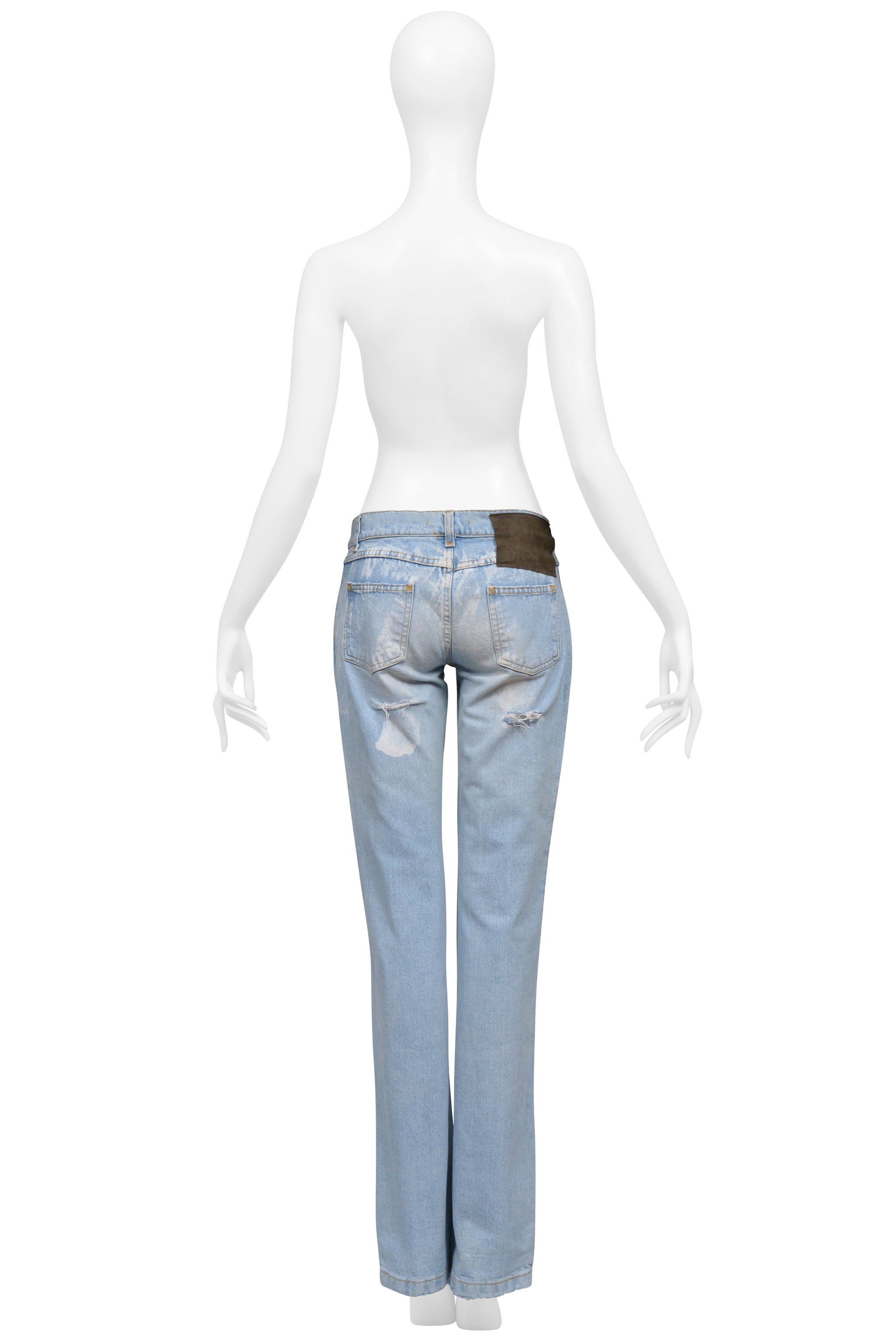 DOLCE & GABBANA DISTRESSED LIGHT BLUE DENIM JEANS W WHITE PAINT MARKS