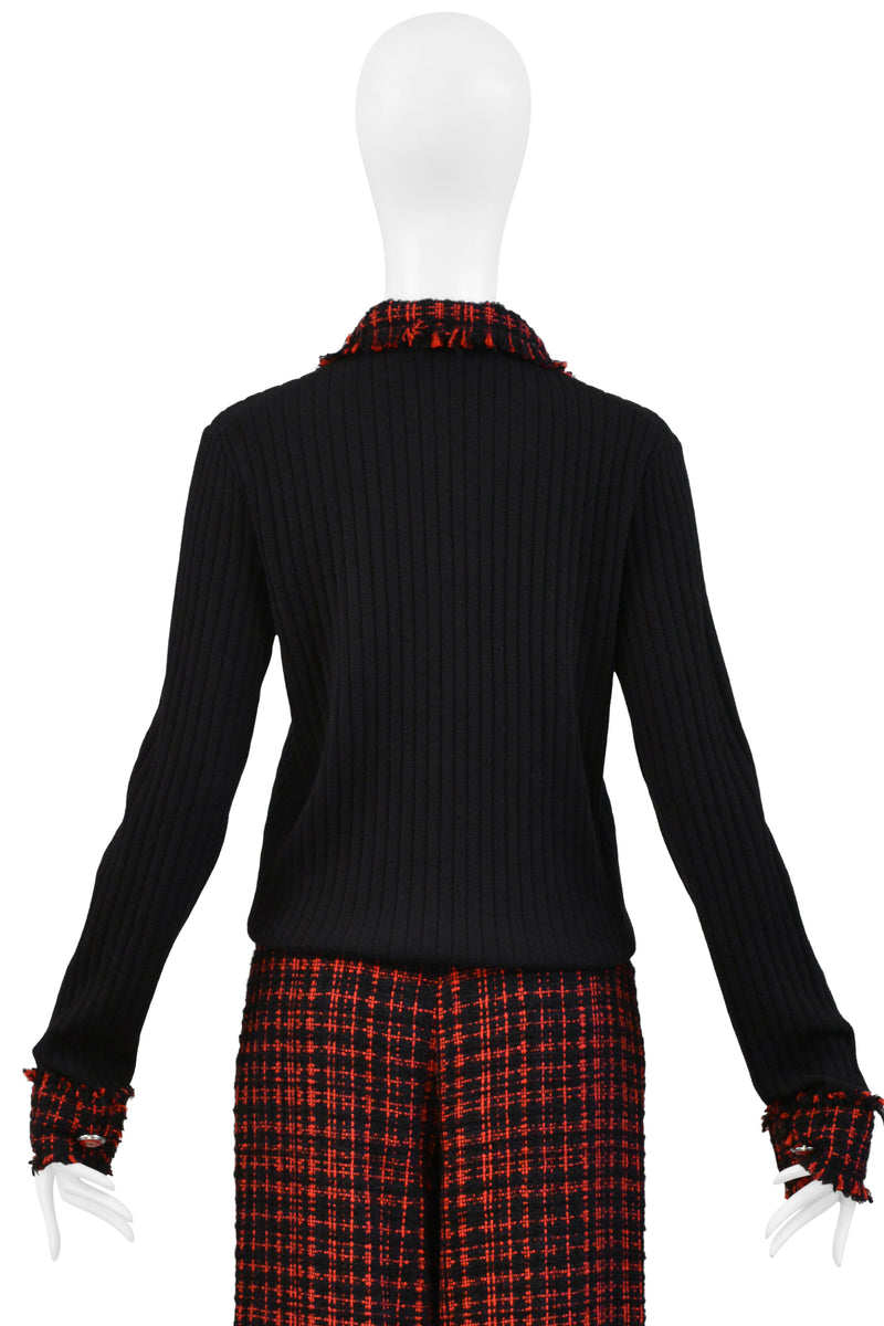 DOLCE & GABBANA D&G BLACK RIBBED SWEATER AND PLAID PANTS