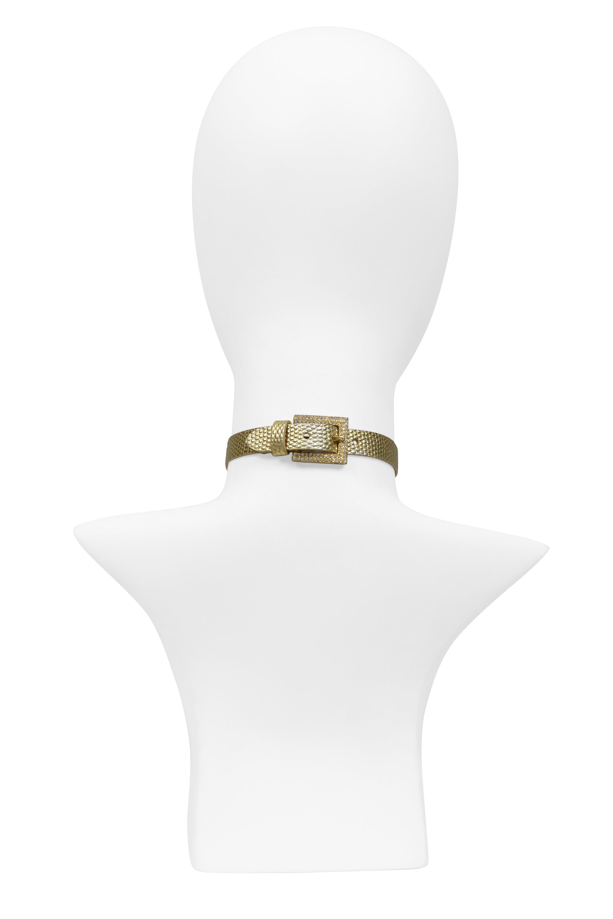 DOLCE & GABBANA GOLD SNAKE CHOKER WITH RHINESTONE D&G AND BUCKLE