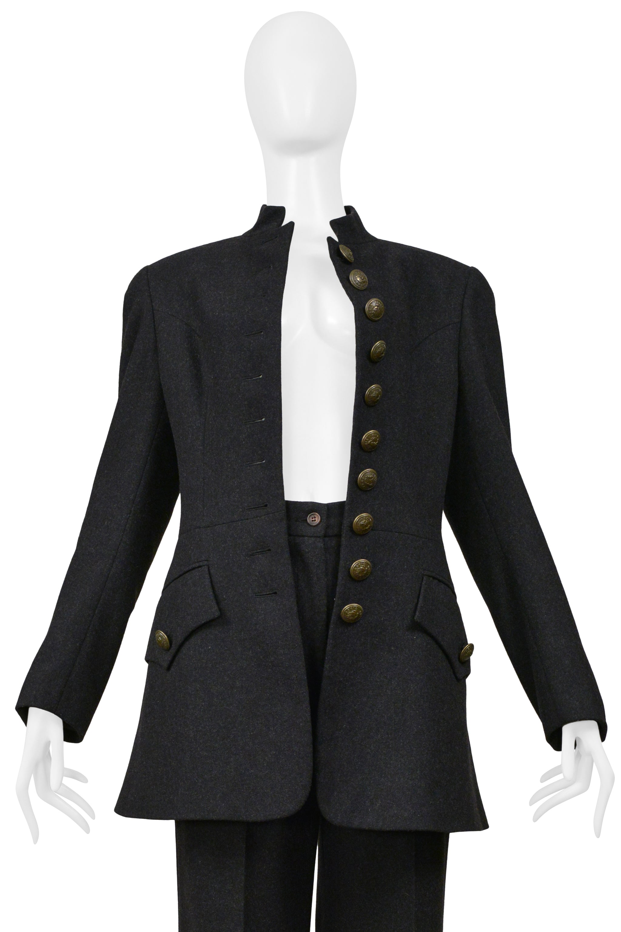 DOLCE & GABBANA CHARCOAL WOOL SUIT ENSEMBLE