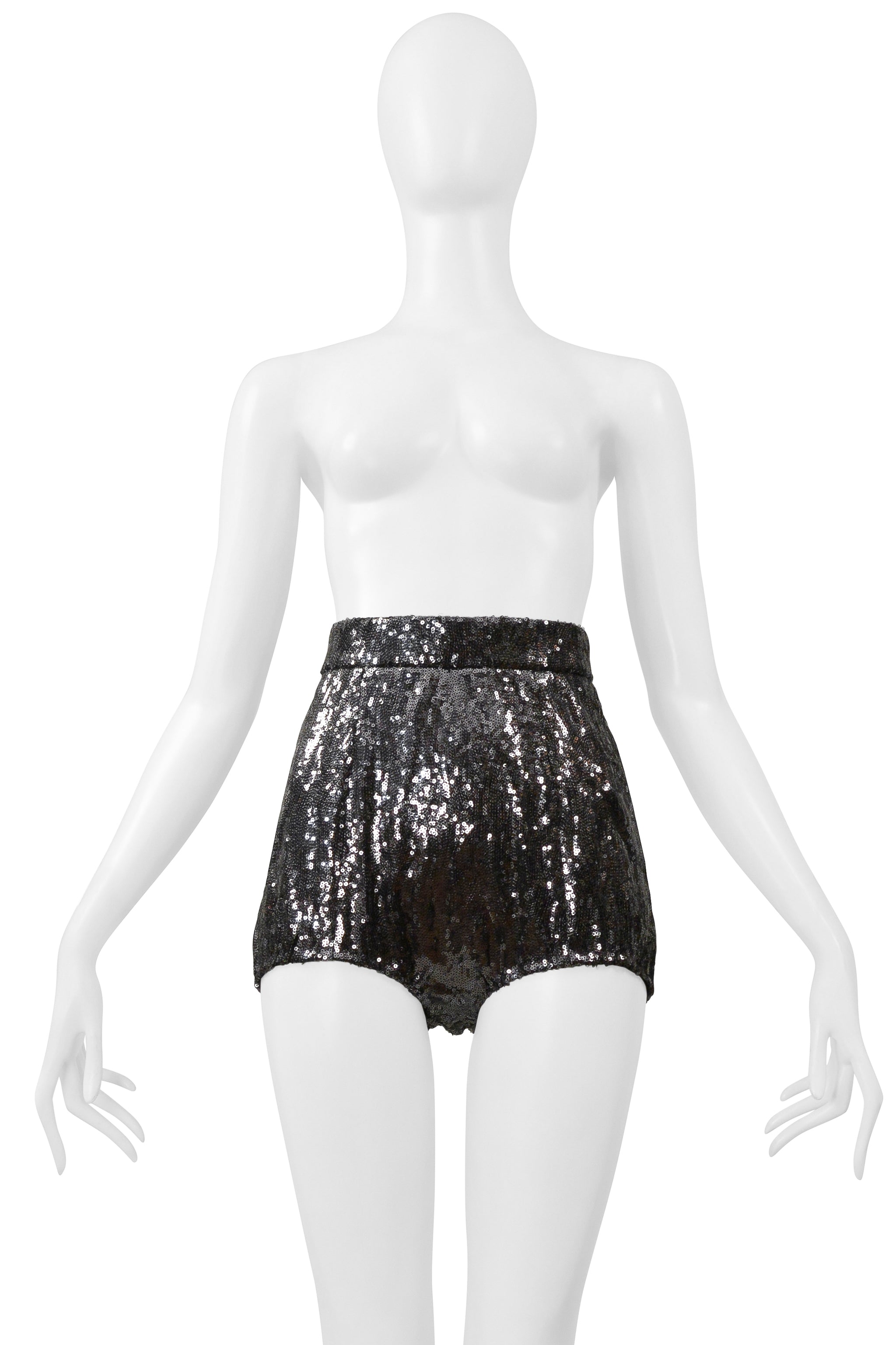 DOLCE & GABBANA GUNMETAL SEQUIN HOT PANTS